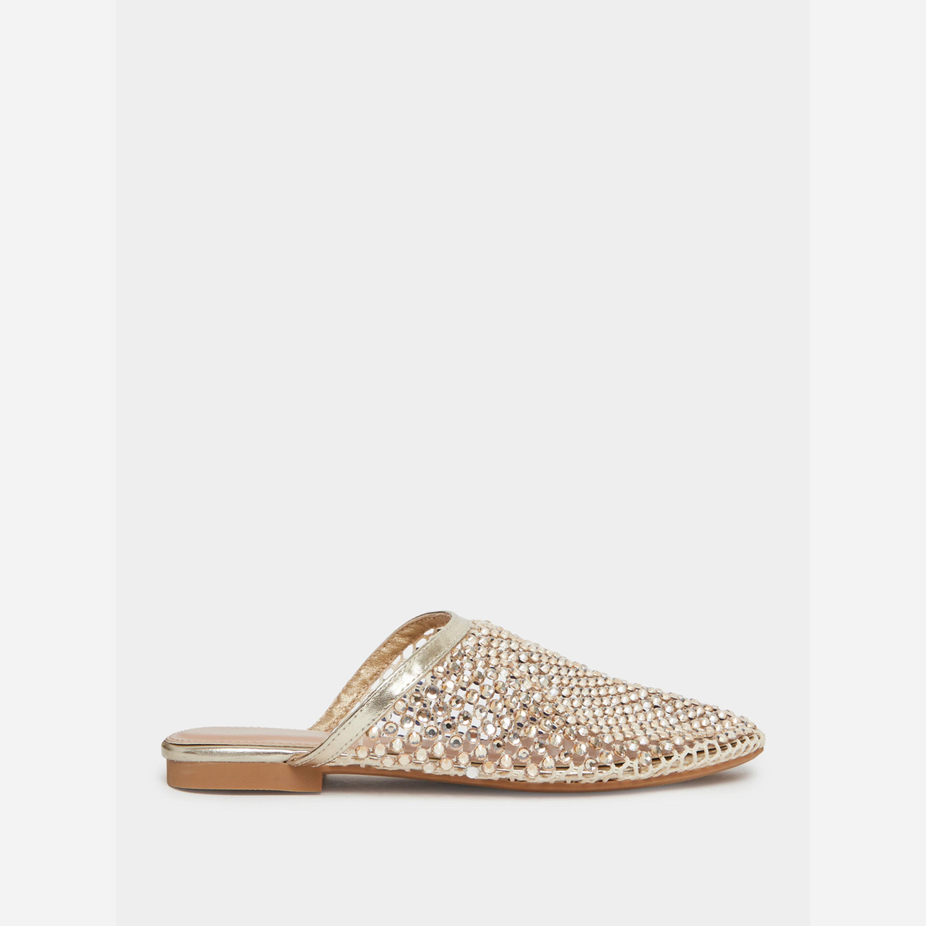 ستايلي - حذاء مفتوح من الخلف مزين بالذهب مقدمة مدببة-women-shoes-flats-mules-image-2