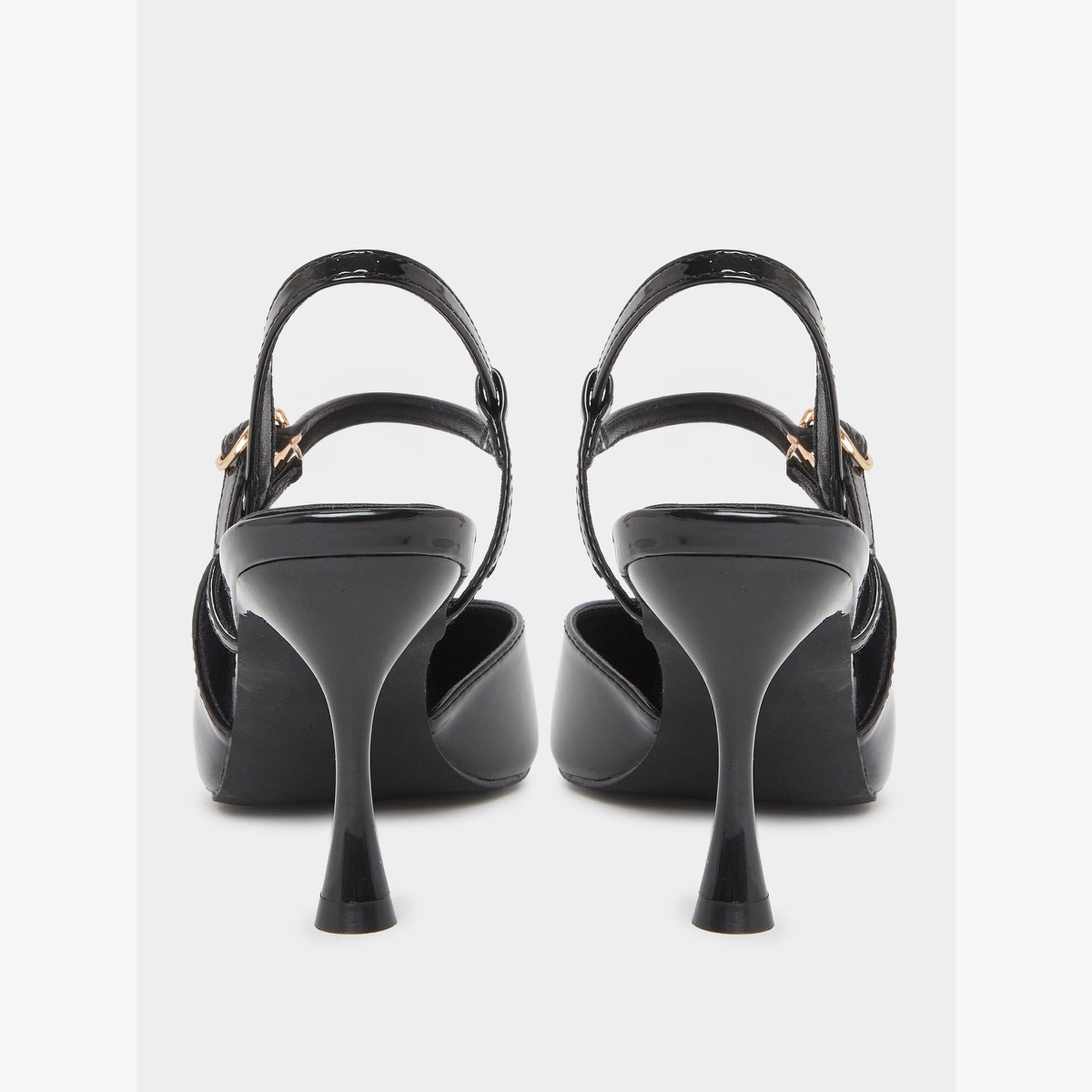 Styli Black Patent Leather Ankle Strap Shoes-women-shoes-sandals-heeled-image-4