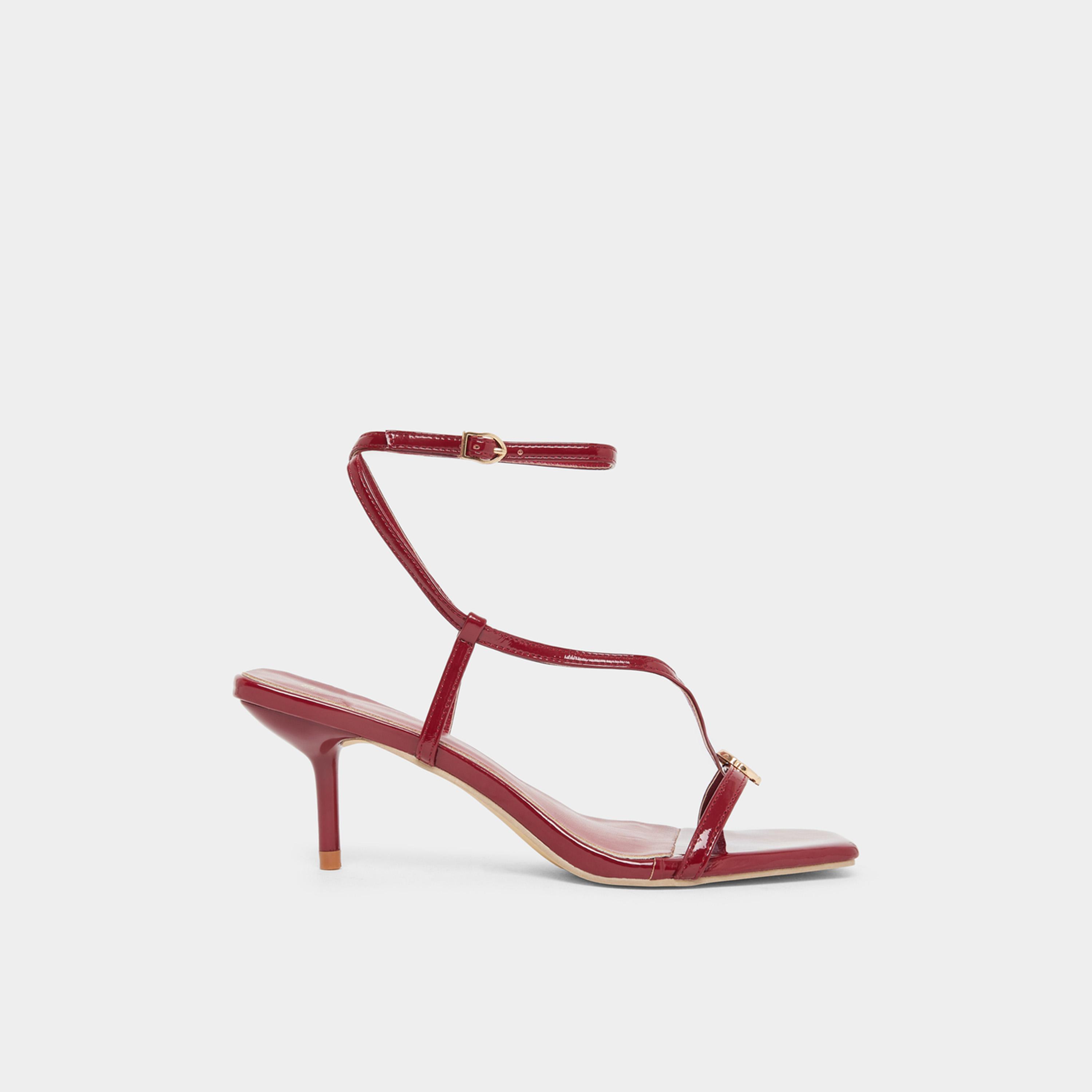 Styli Womens Burgundy Strappy Stiletto Heel Sandals-women-shoes-sandals-heeled-image-2