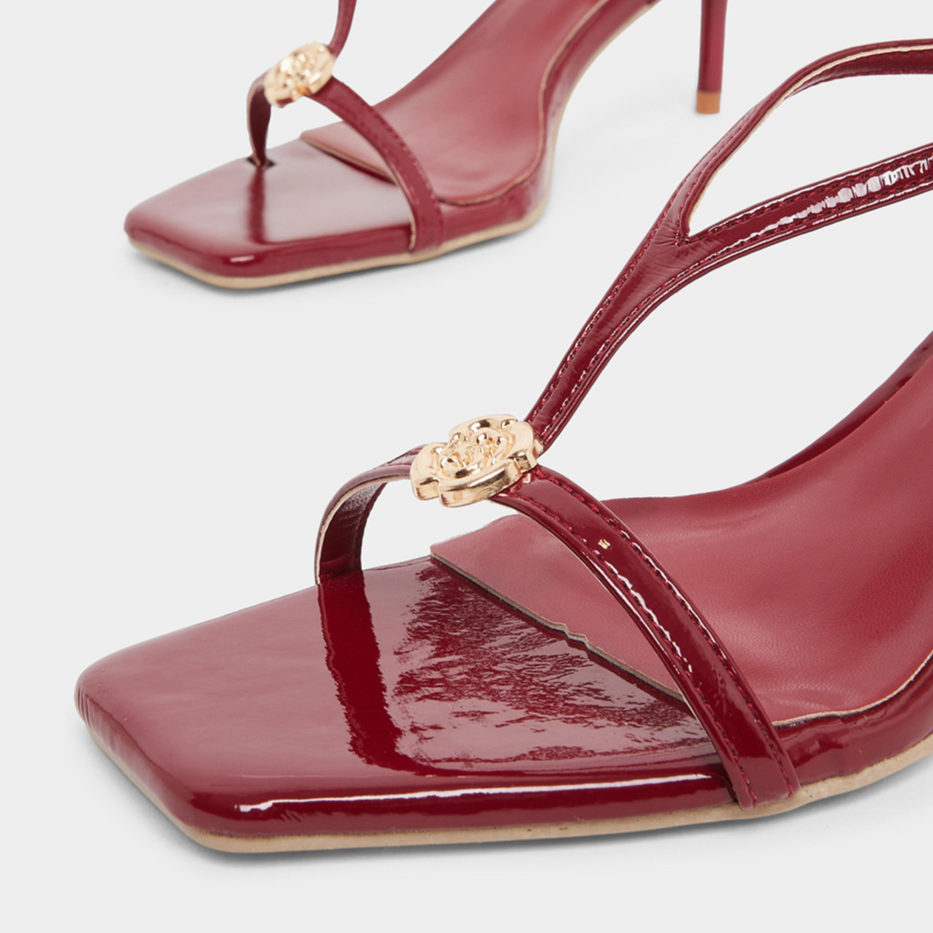 Styli Womens Burgundy Strappy Stiletto Heel Sandals-women-shoes-sandals-heeled-image-4