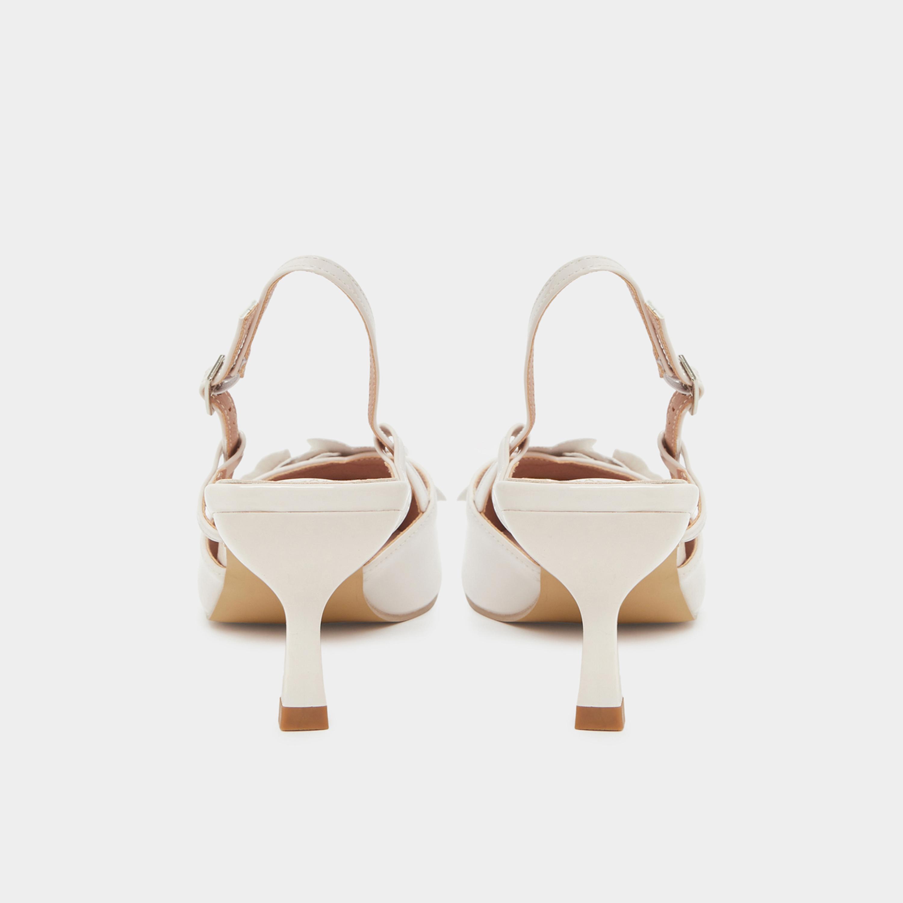 ستايلي - صندل نسائي أبيض بكعب صغير مفتوح من الخلف ومزين بالزهور-women-shoes-sandals-heeled-image-5