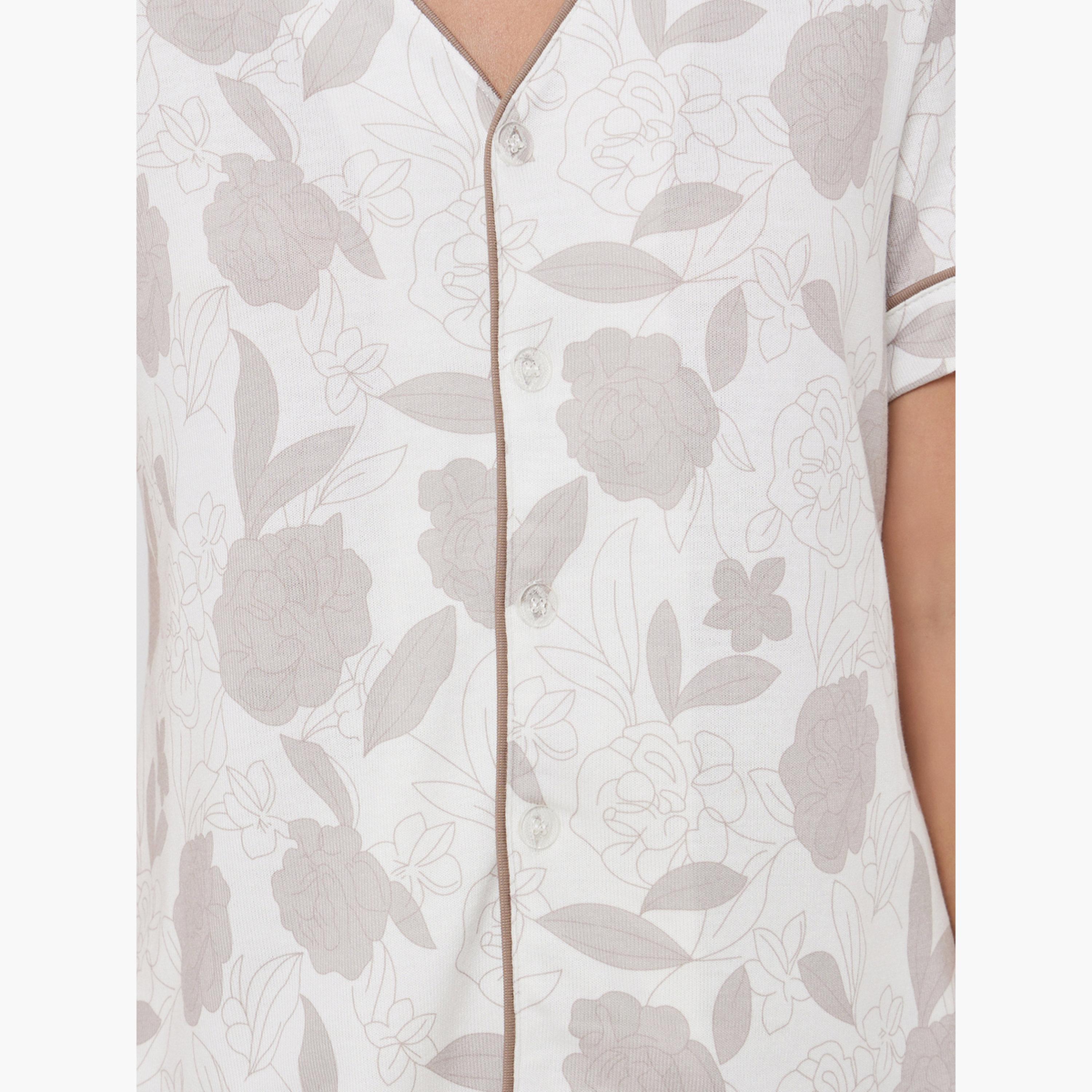 Styli All-Over Print V Neck Top and Long Pyjama Set-women-clothing-nightwear-pyjamas-longsets-image-5