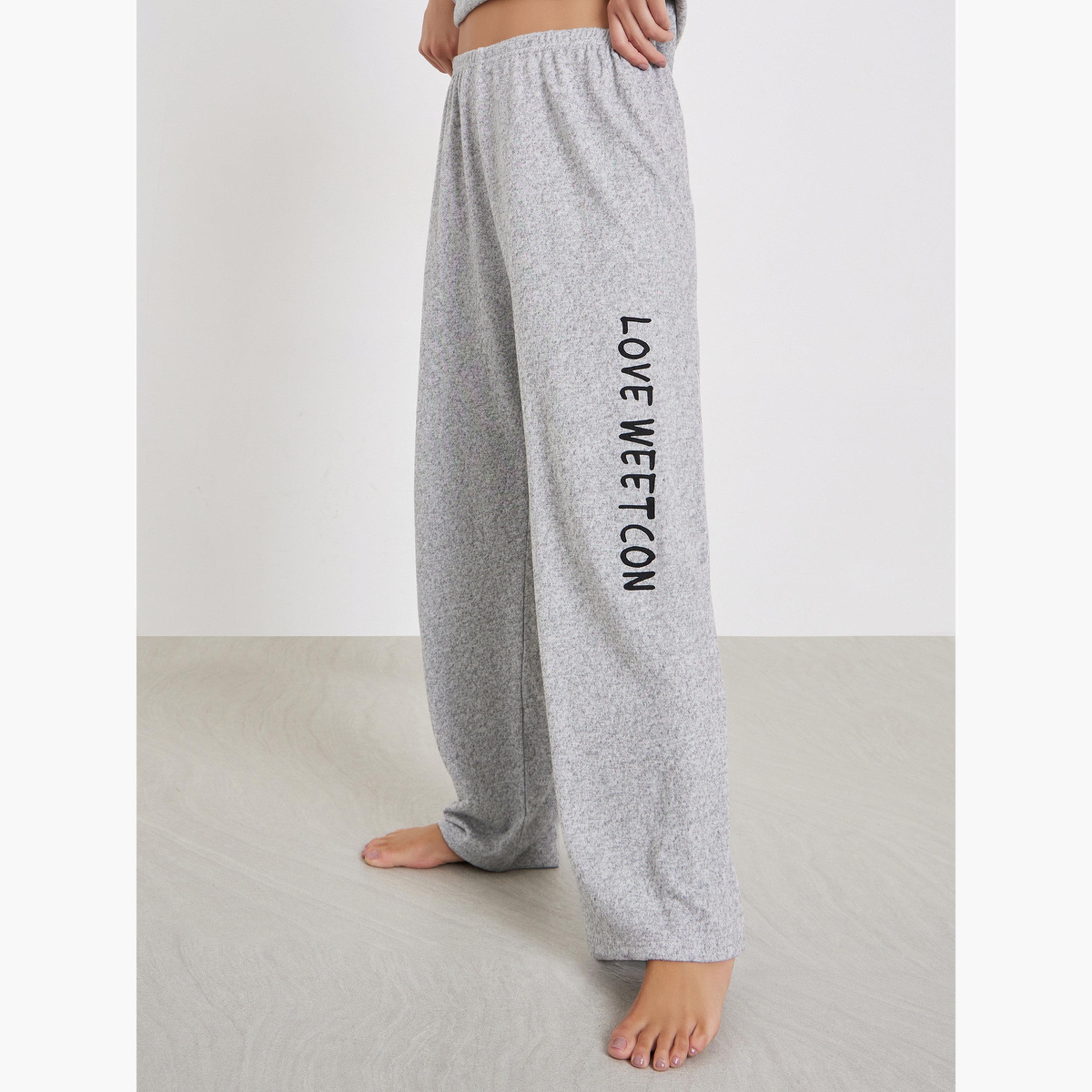 Styli Women Solid Striped T-Shirt and Long Pyjama Set-women-clothing-nightwear-pyjamas-longsets-image-5