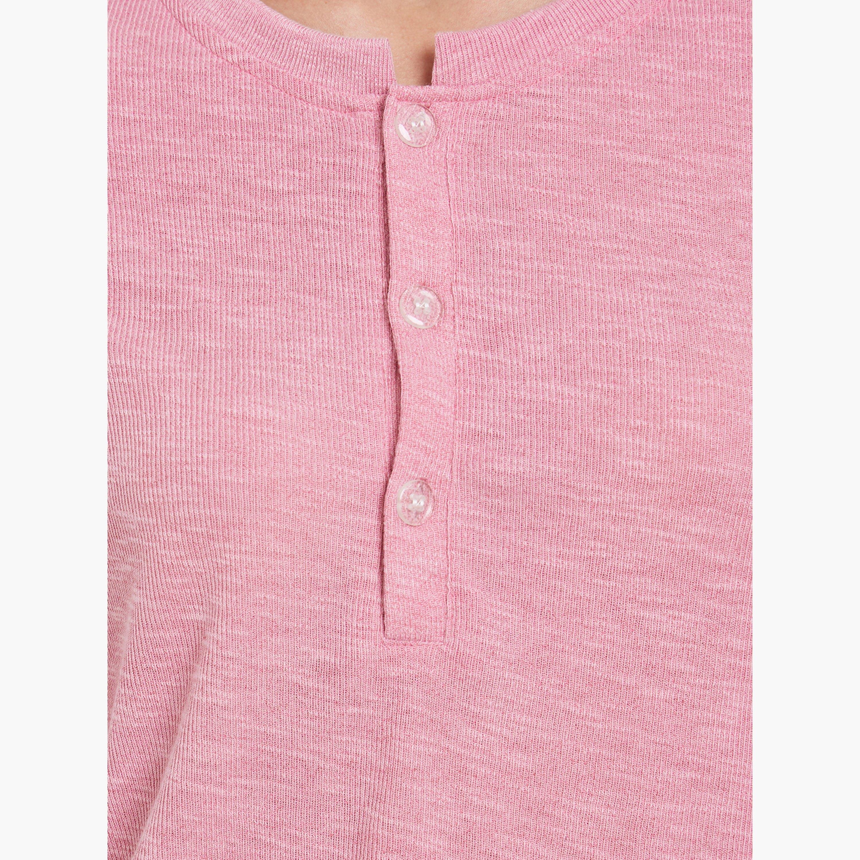 Styli Women Texture Button Front T-Shirt and Long Pyjama Set-women-clothing-nightwear-pyjamas-longsets-image-6