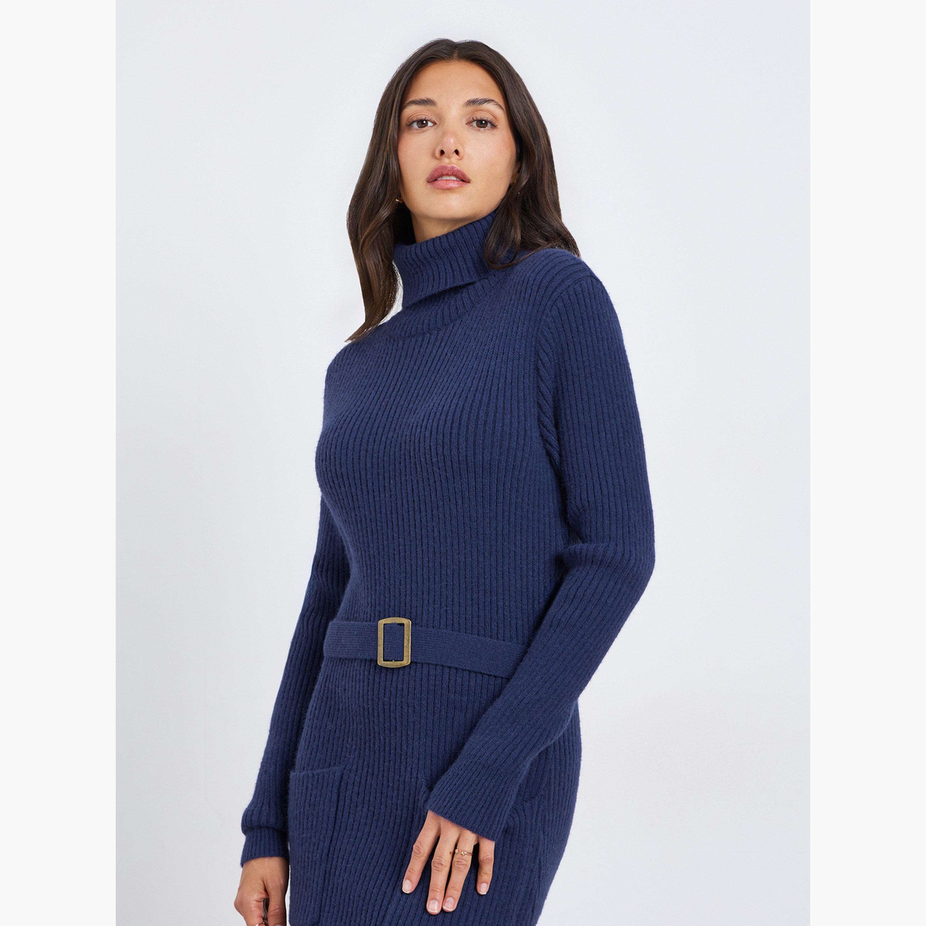 فستان سويتر طويل محبوك مع حزام-women-clothing-dresses-image-2