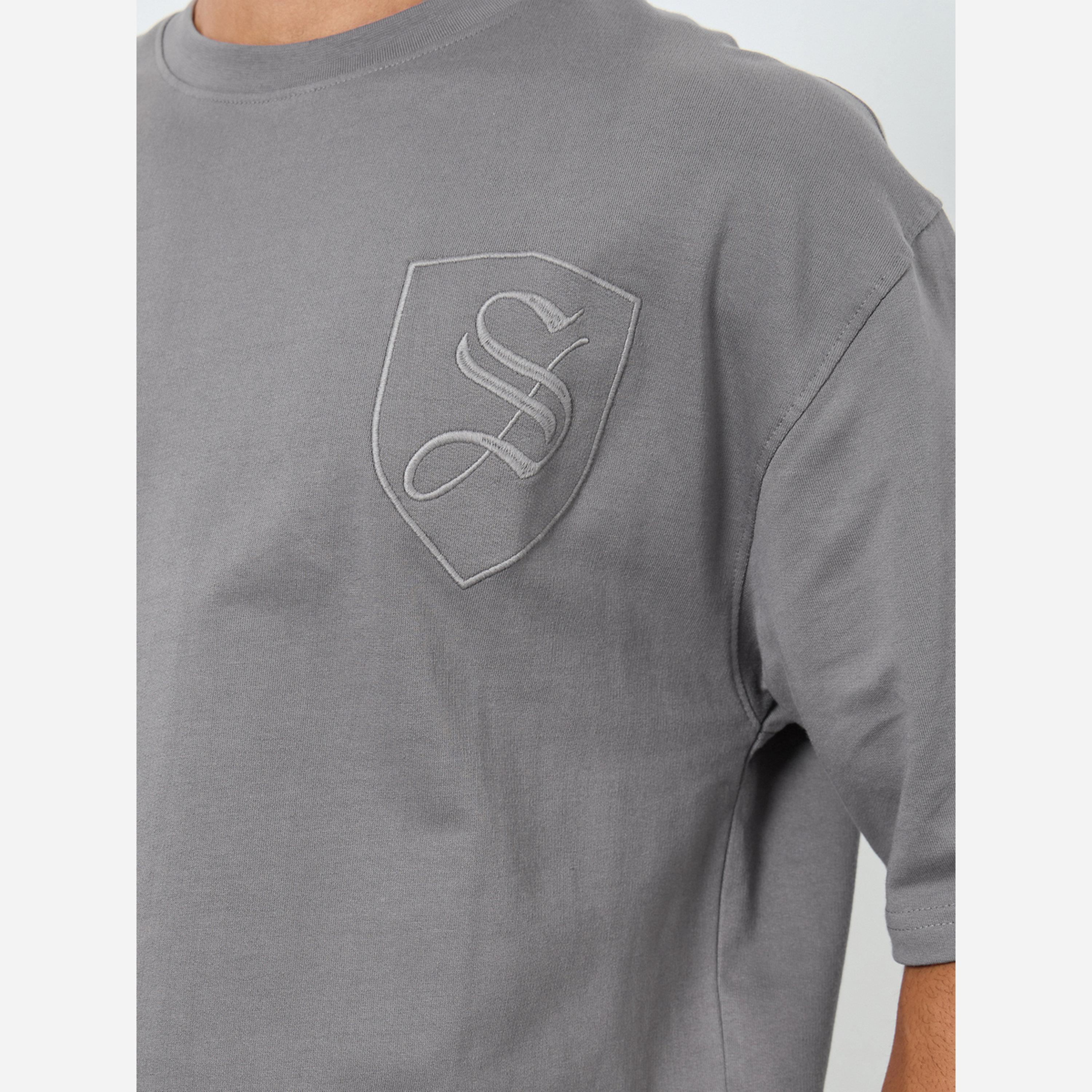 Styli Men Grey Embroidered Oversized T-Shirt-men-clothing-tshirtsandpolos-tshirts-image-4