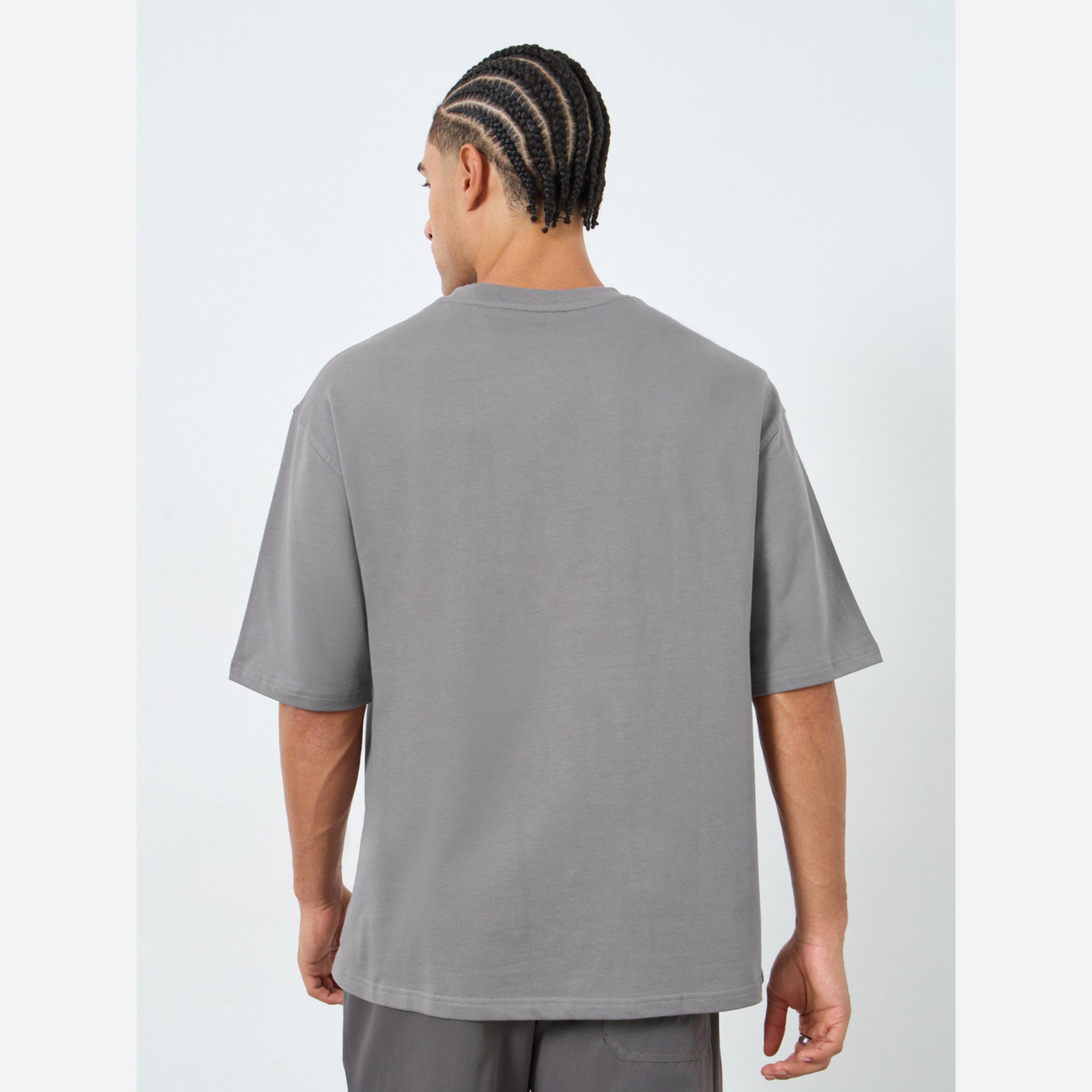 Styli Men Grey Embroidered Oversized T-Shirt-men-clothing-tshirtsandpolos-tshirts-image-5