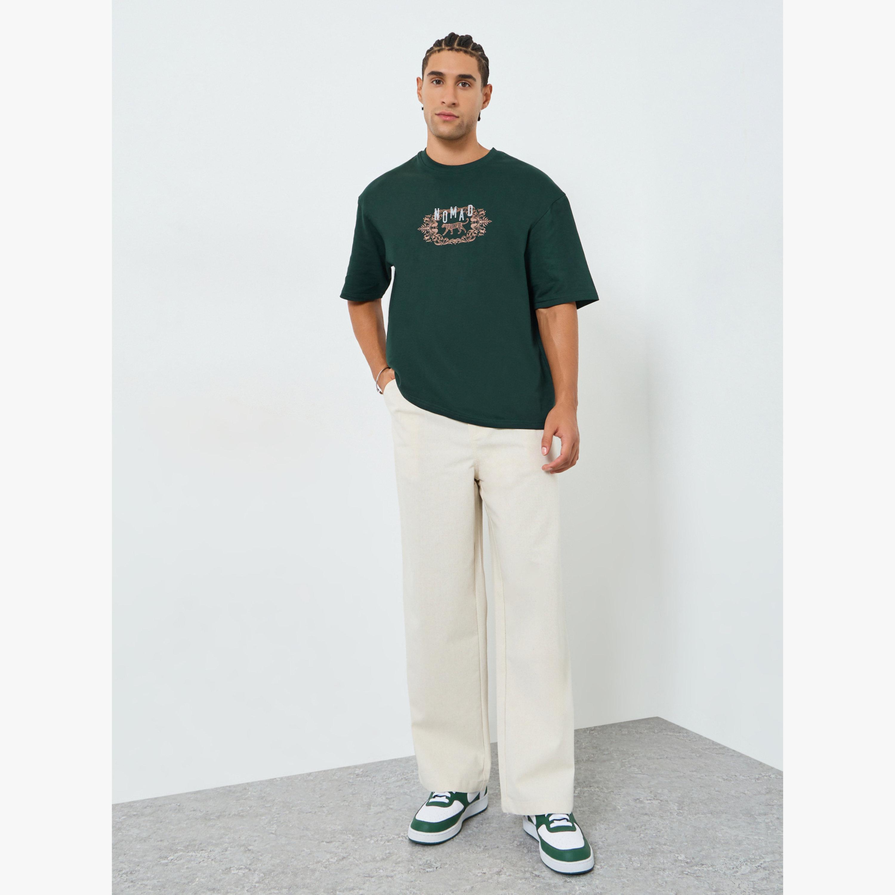 Styli Men Green Oversized Retro Ornate Printed T-Shirt-men-clothing-tshirtsandpolos-tshirts-image-2