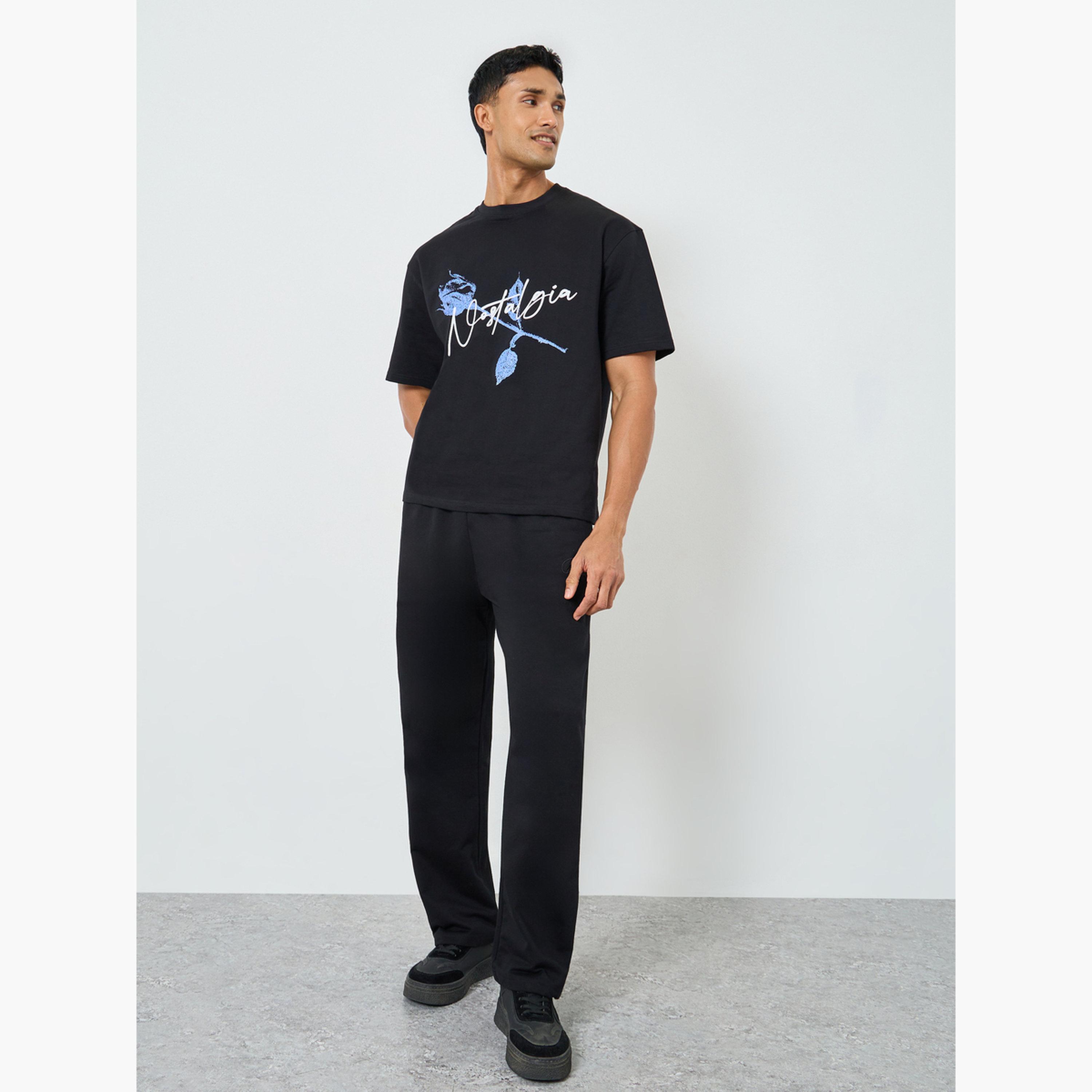 Styli Men Black Graphic Print Oversized T-Shirt-men-clothing-tshirtsandpolos-tshirts-image-2