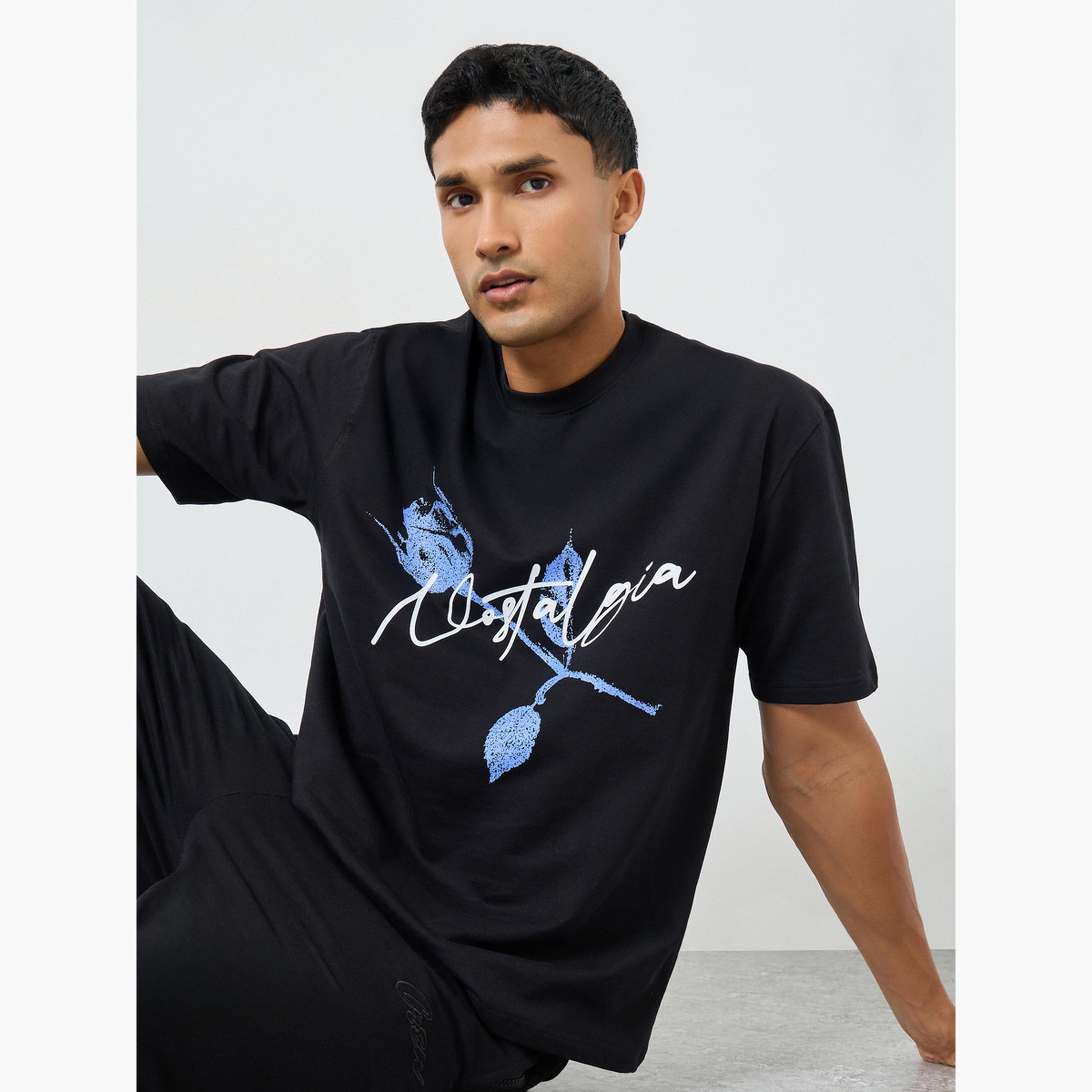 Styli Men Black Graphic Print Oversized T-Shirt-men-clothing-tshirtsandpolos-tshirts-image-3