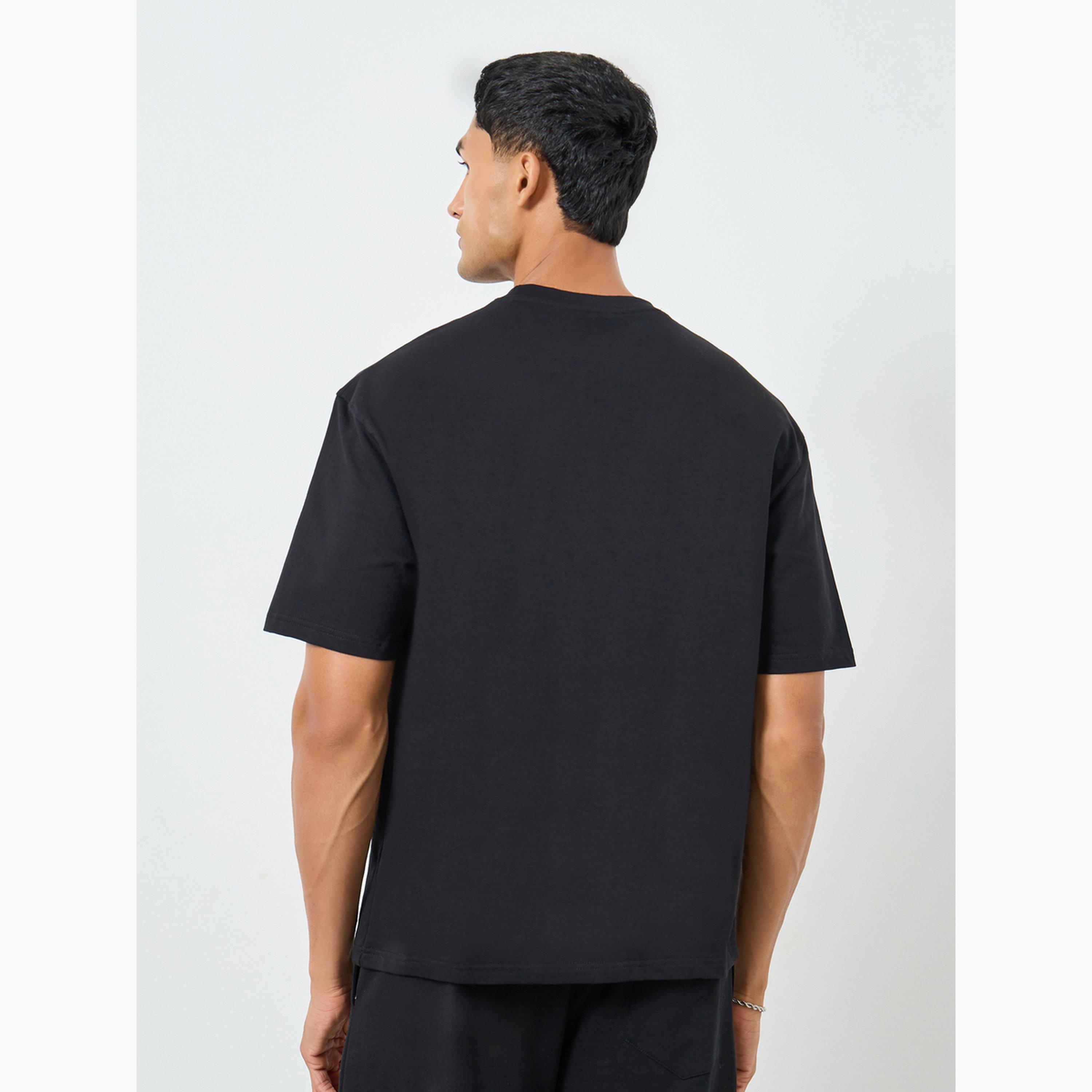 Styli Men Black Graphic Print Oversized T-Shirt-men-clothing-tshirtsandpolos-tshirts-image-5