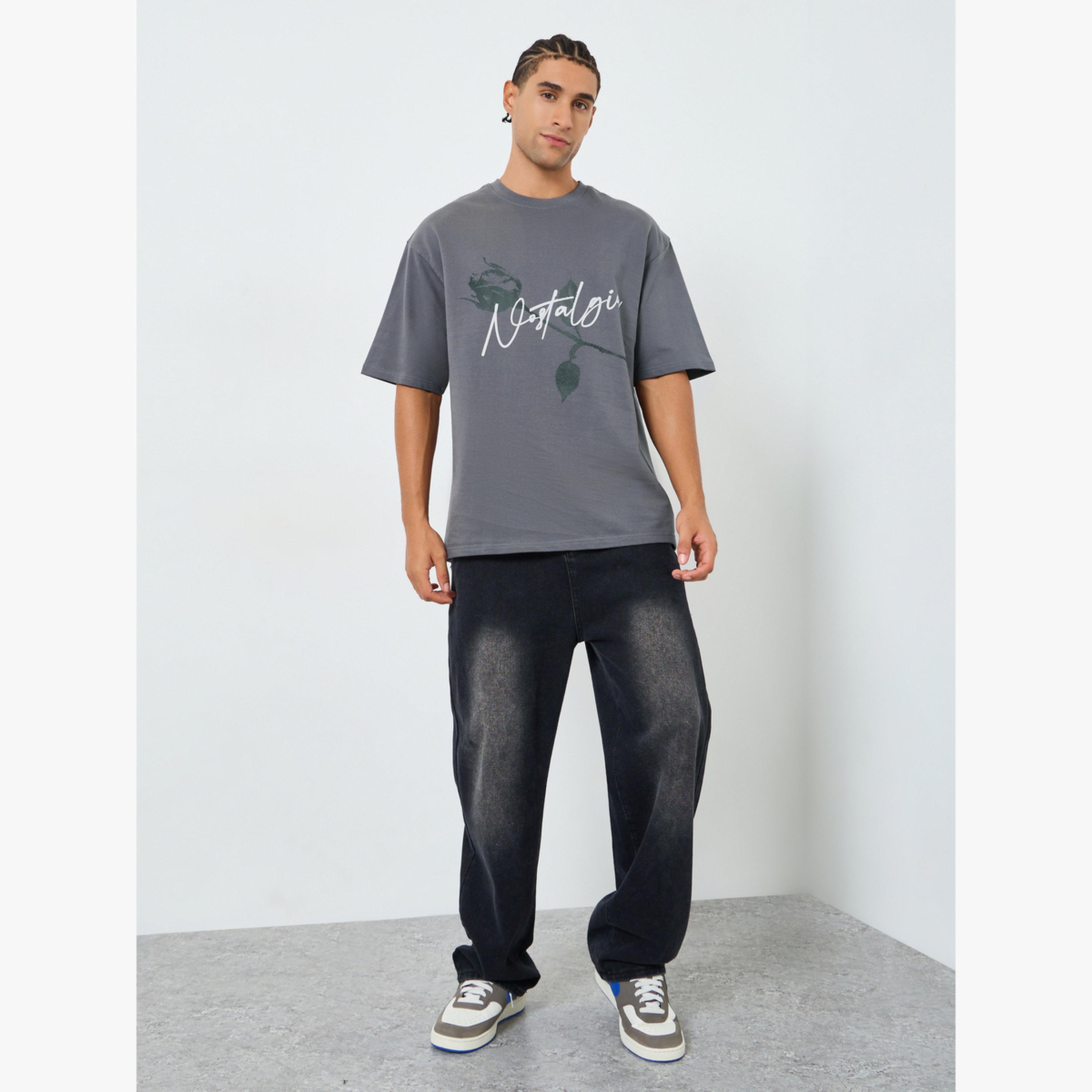Styli Men Oversized Cursive Graphic Print T-Shirt-men-clothing-tshirtsandpolos-tshirts-image-2