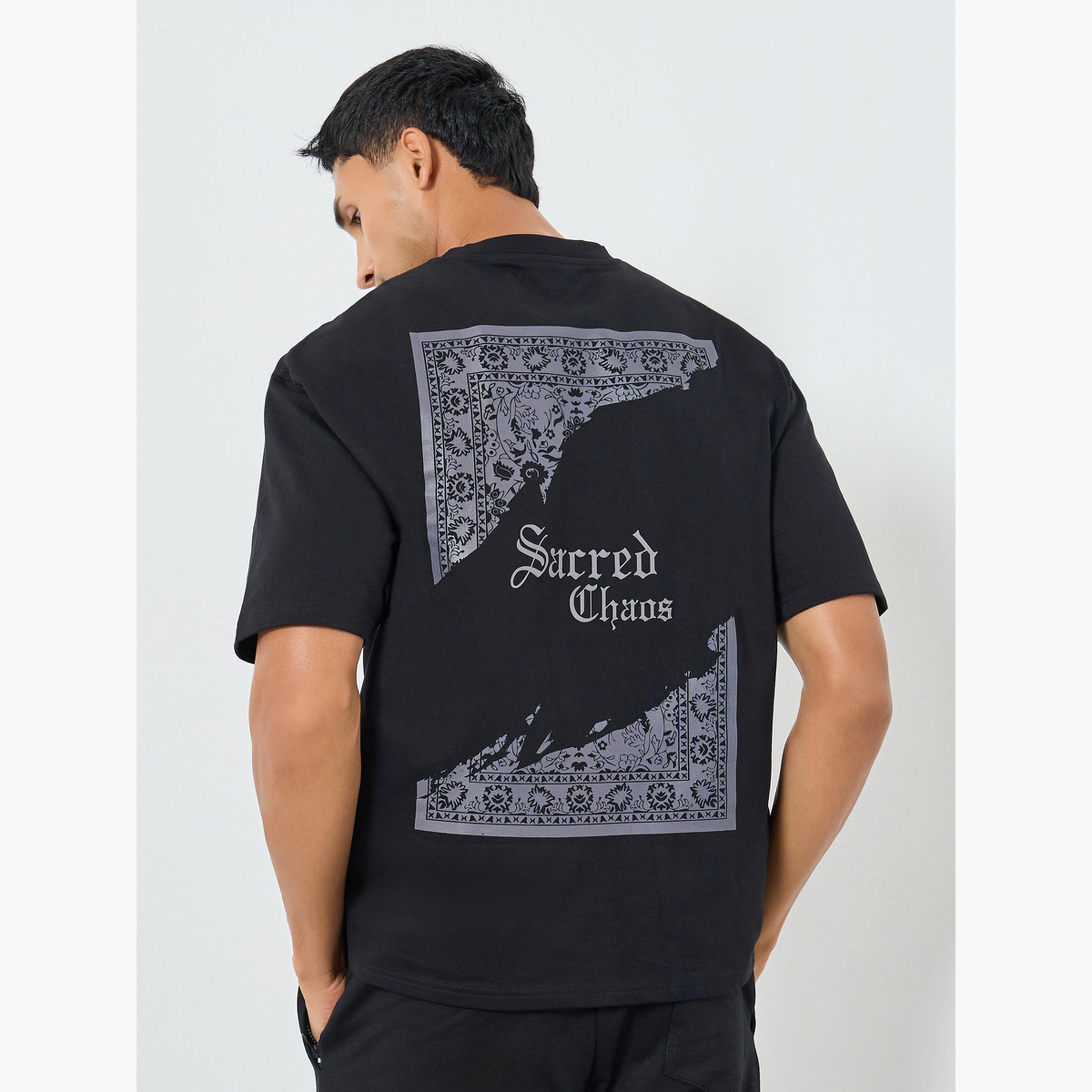 Styli Men Black Graphic Print Oversized T-Shirt-men-clothing-tshirtsandpolos-tshirts-image-3