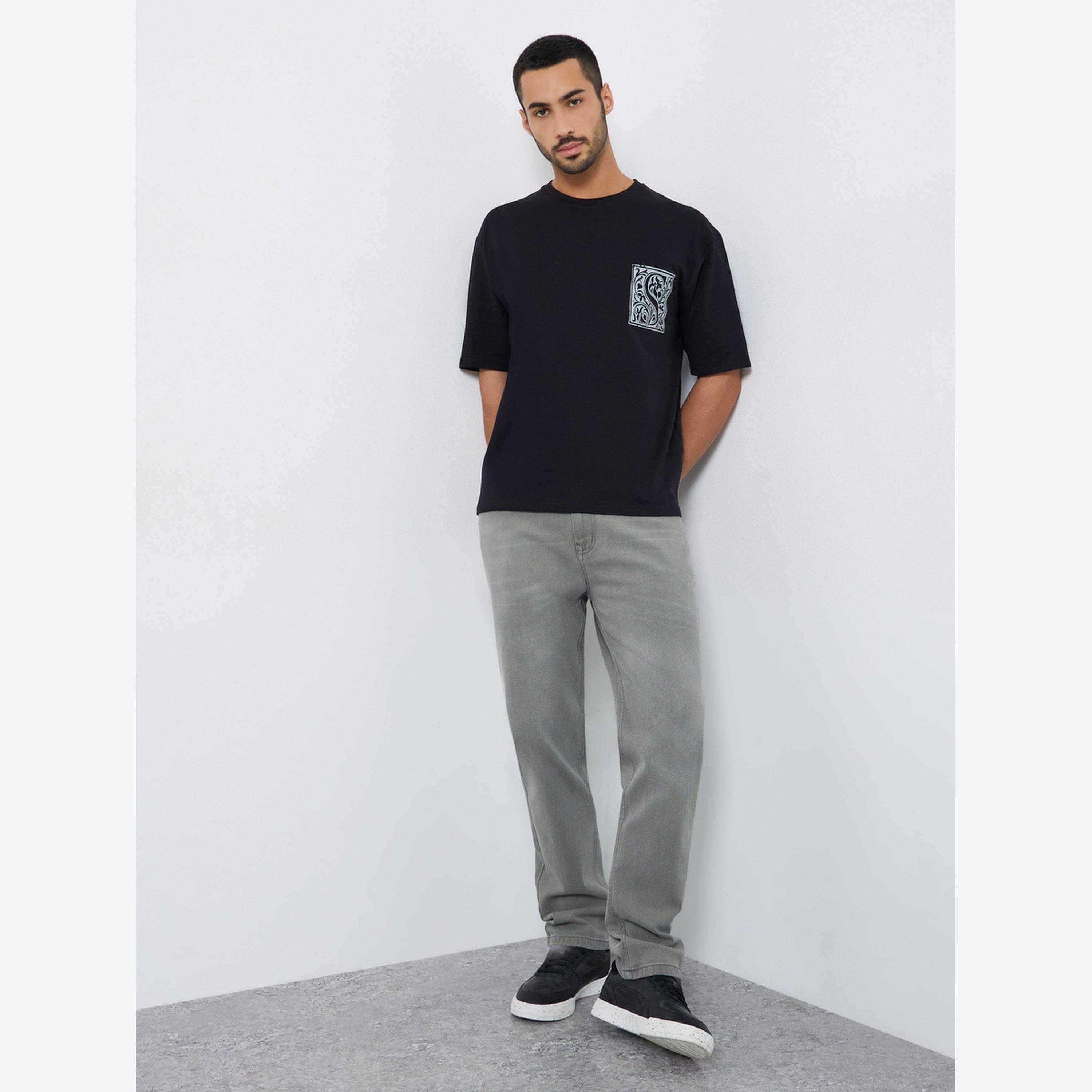 Styli Men Black Graphic Print Oversized T-Shirt-men-clothing-tshirtsandpolos-tshirts-image-2