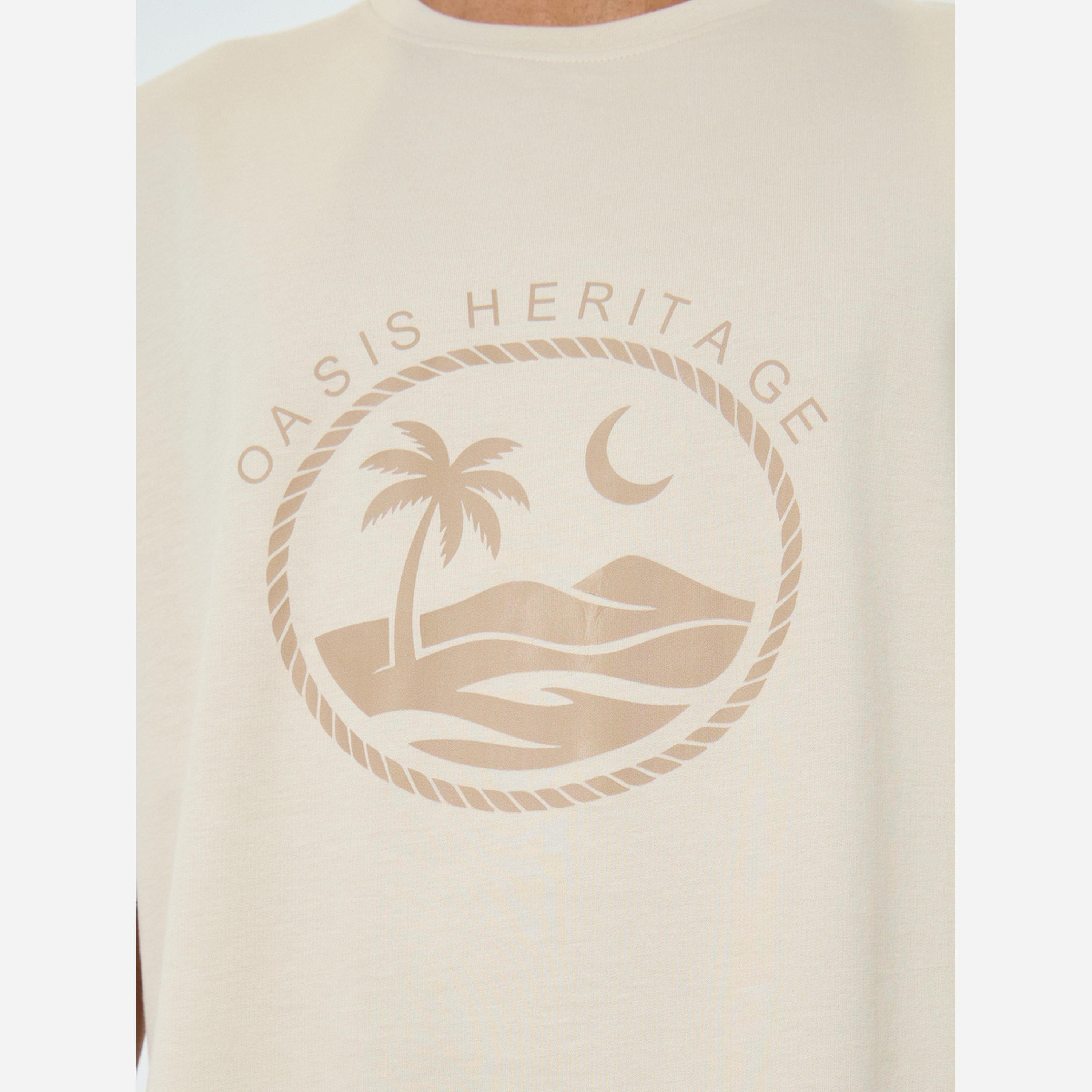 Styli Men Beige Graphic Print Oversized T-Shirt-men-clothing-tshirtsandpolos-tshirts-image-4