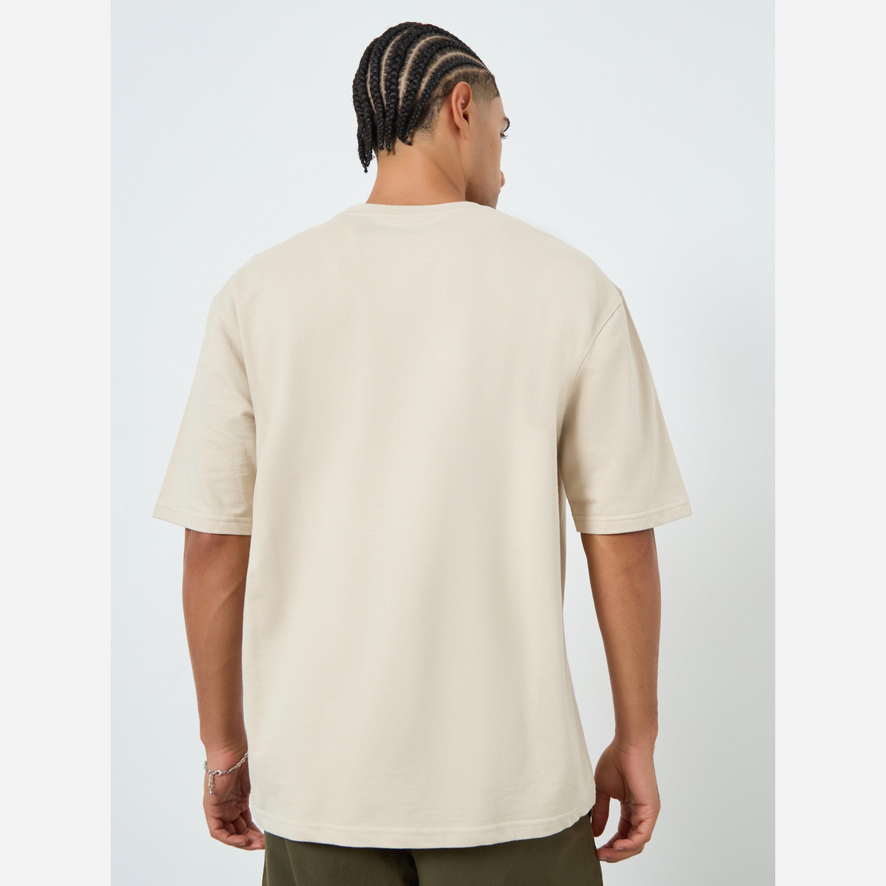 Styli Men Beige Graphic Print Oversized T-Shirt-men-clothing-tshirtsandpolos-tshirts-image-5