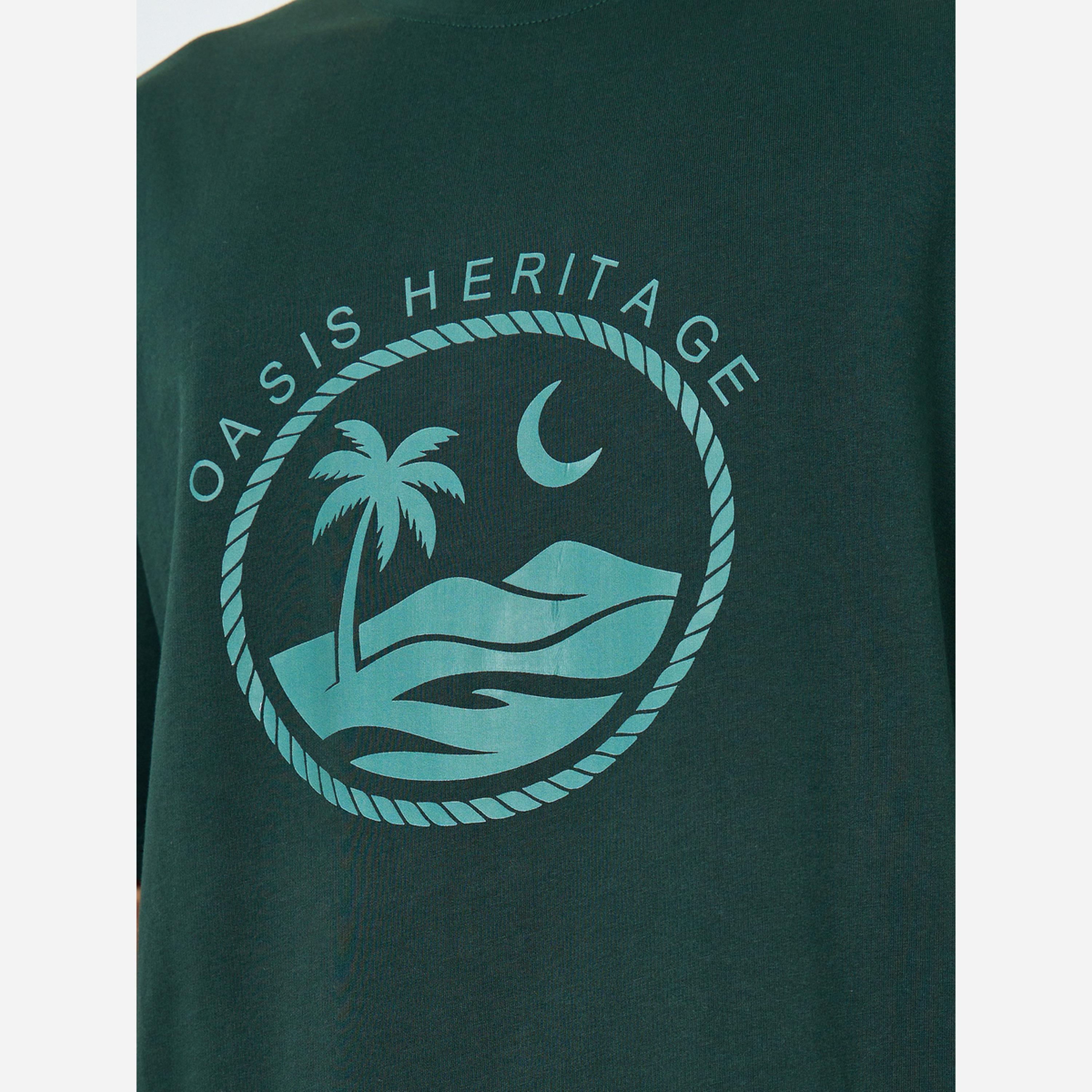 ستايلي - تيشيرت رجالي لون أخضر مقاس واسع طبعة Oasis-men-clothing-tshirtsandpolos-tshirts-image-3