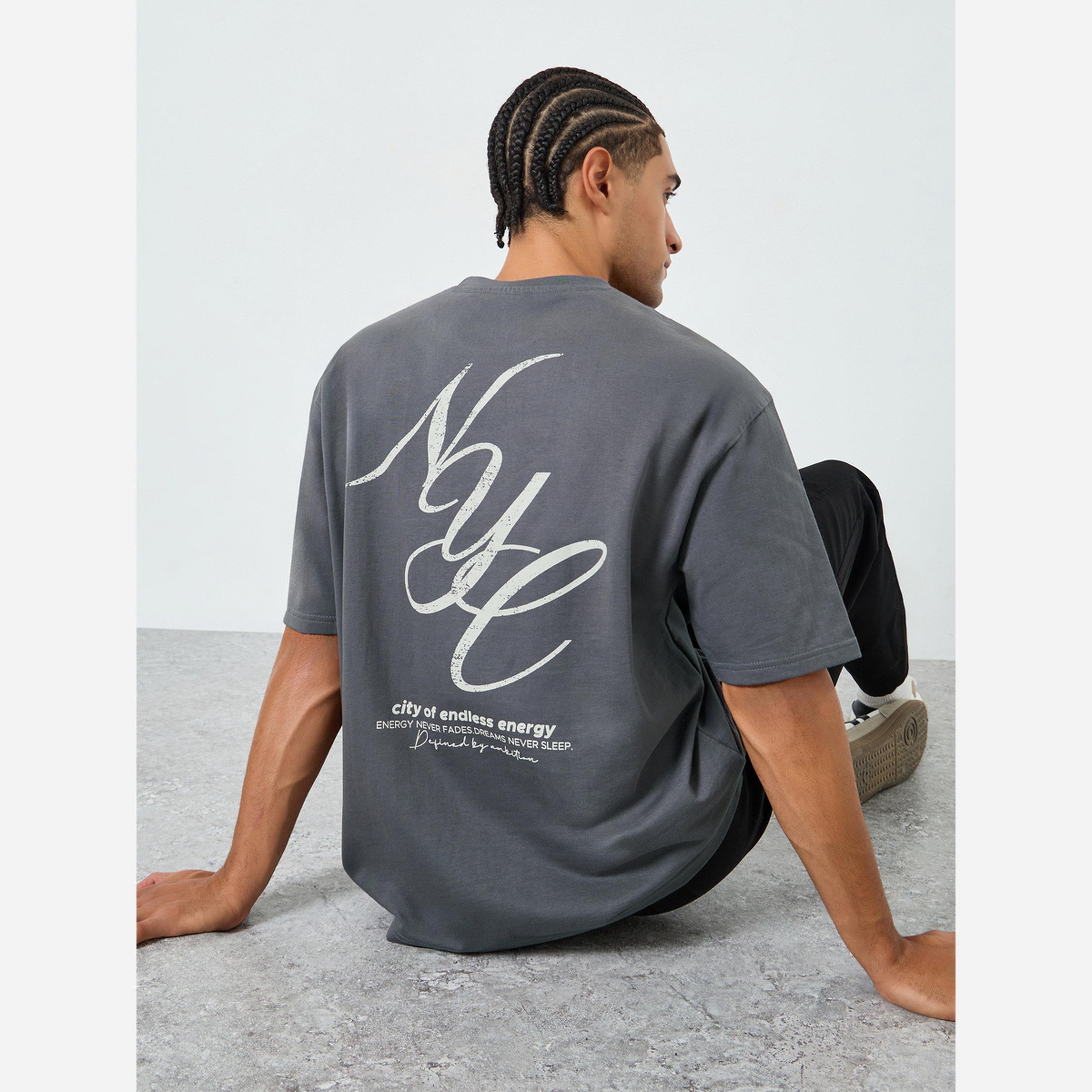 Styli Men Grey Oversized NYC Print T-Shirt-men-clothing-tshirtsandpolos-tshirts-image-4