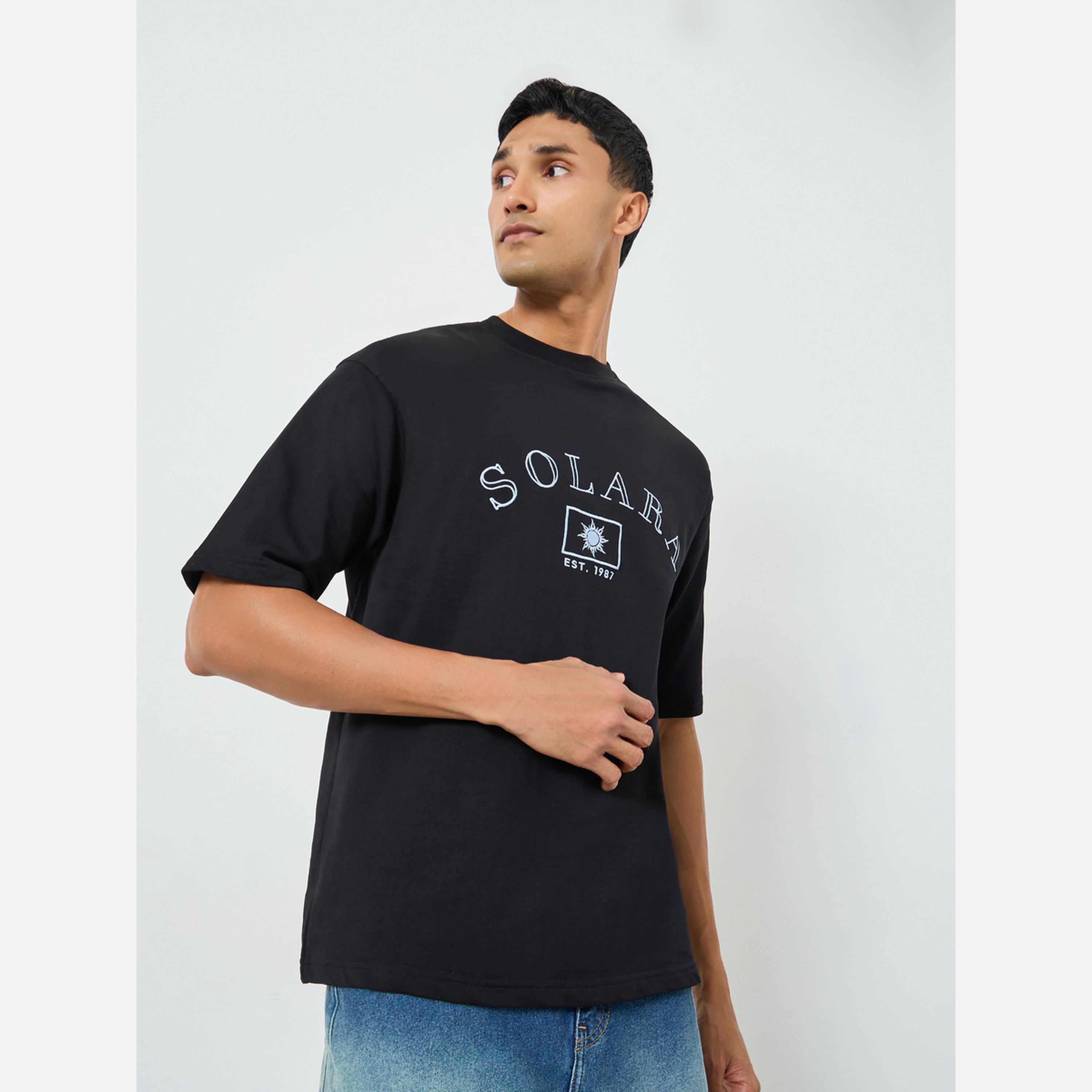 Styli Men Black Embroidered Oversized T-Shirt-men-clothing-tshirtsandpolos-tshirts-image-1
