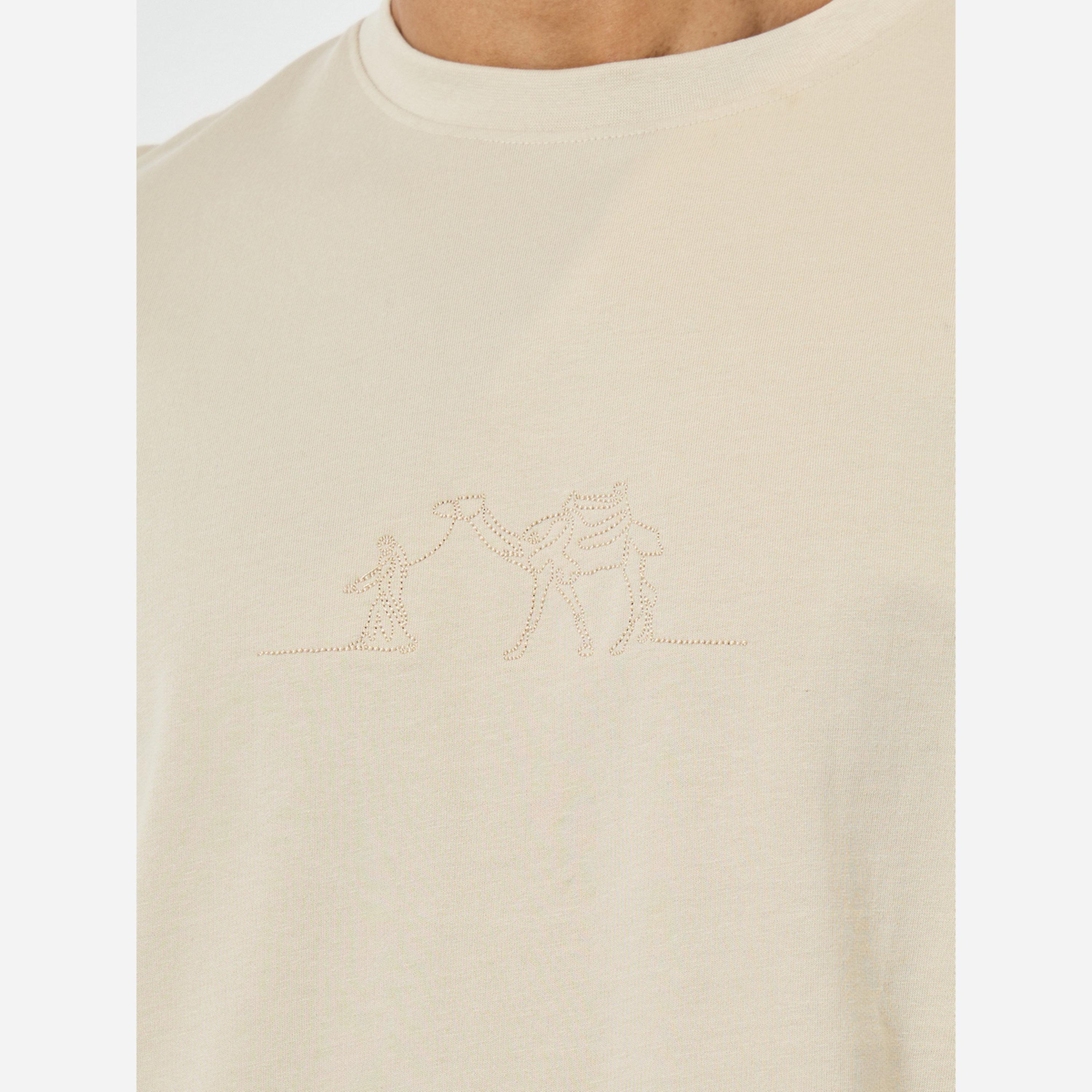 Styli Men Beige Embroidered Oversized T-Shirt-men-clothing-tshirtsandpolos-tshirts-image-3