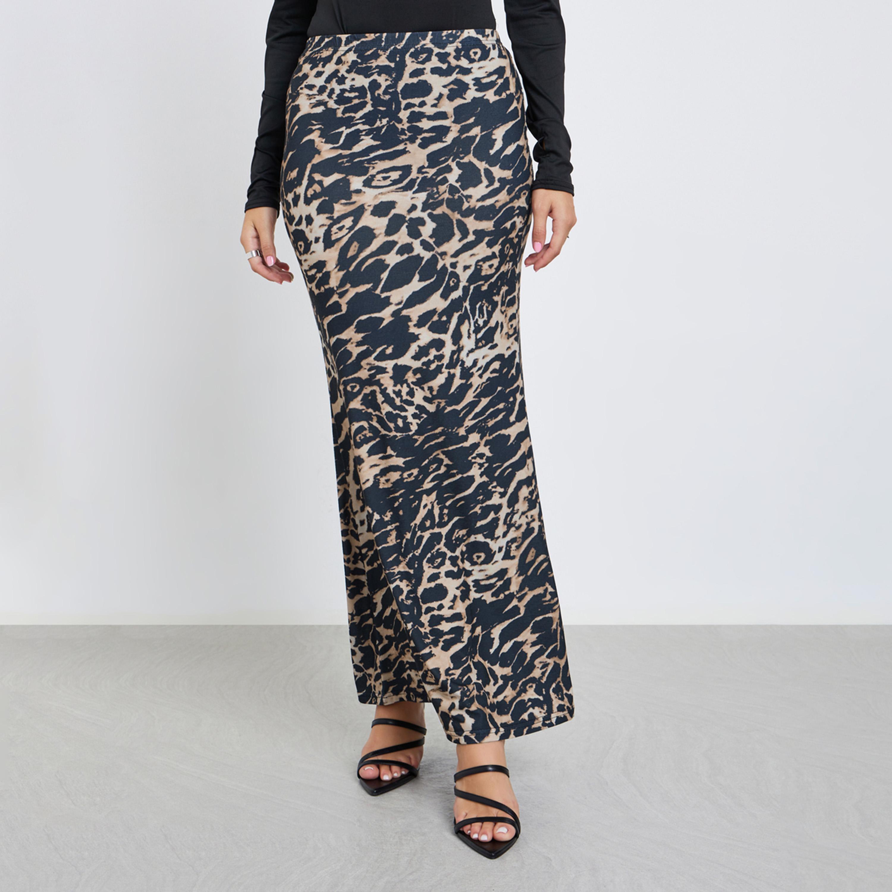 تيك تو - تنورة ماكسي ضيقة بطبعة حيوانات-women-clothing-bottoms-skirts-image-1