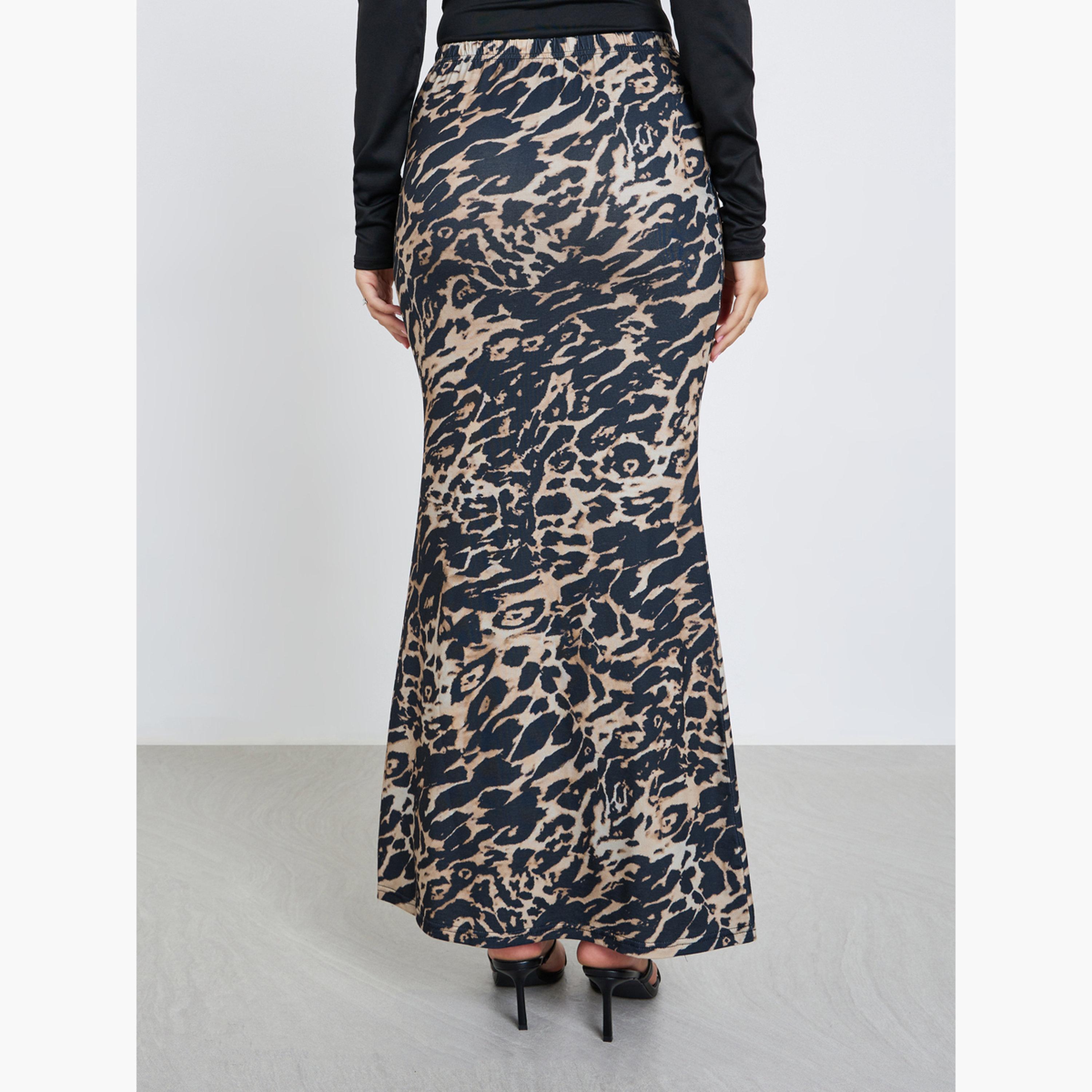 تيك تو - تنورة ماكسي ضيقة بطبعة حيوانات-women-clothing-bottoms-skirts-image-4
