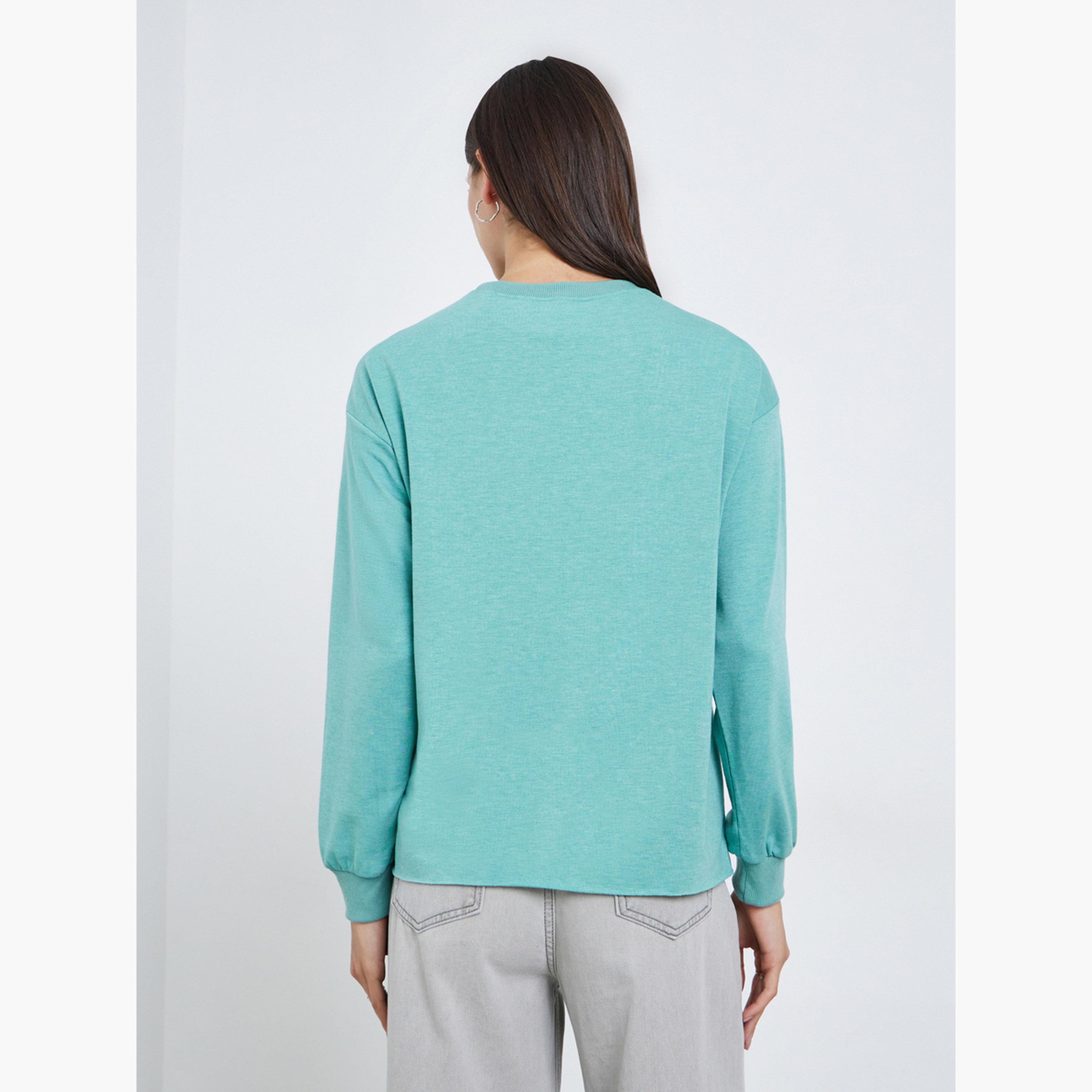 تيك تو - تي شيرت هاودي جرافيكي بقصّة عادية باللون الأخضر للنساء-women-clothing-hoodiesandsweatshirts-sweatshirts-image-3