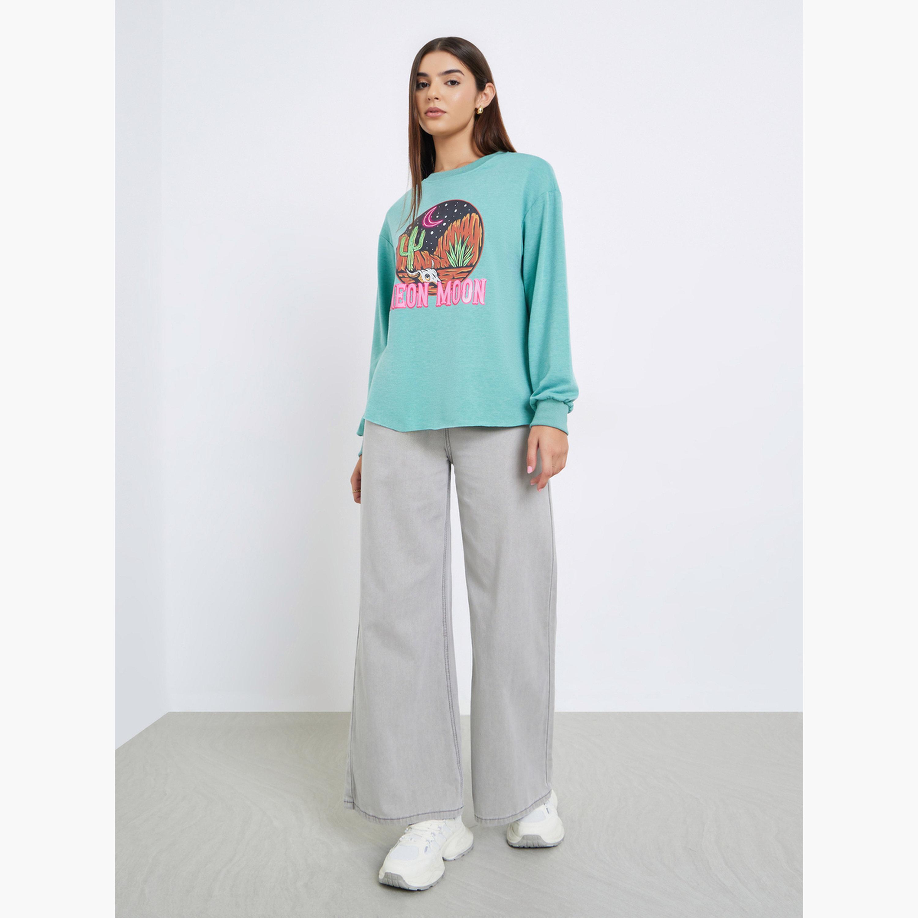 Take Two Desert Graphic Print Round Neck Long Sleeves Women's Sweatshirt-women-clothing-hoodiesandsweatshirts-sweatshirts-image-2