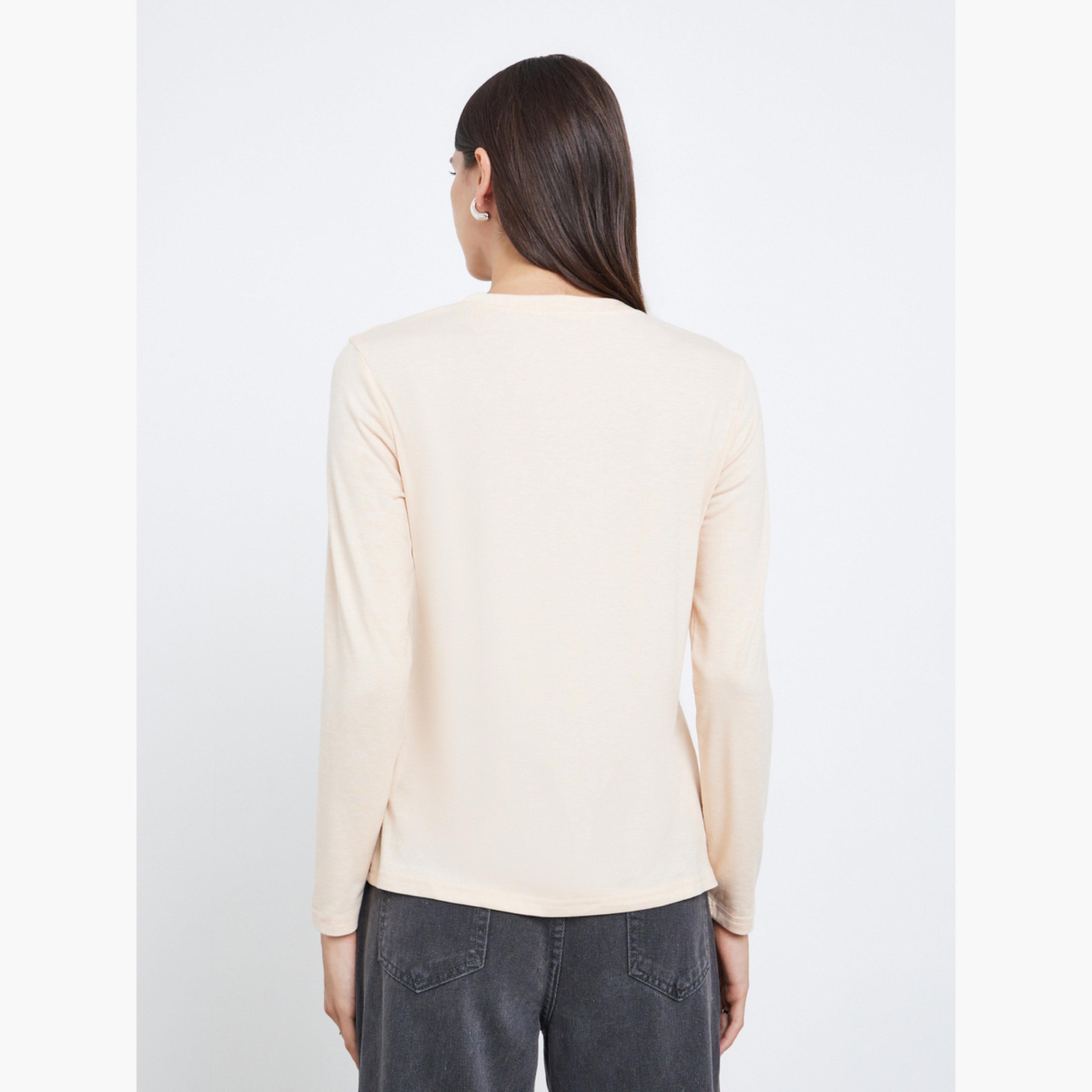 Take Two Women Beige Tis The Season Graphic Print T-Shirt-women-clothing-tshirts-image-4