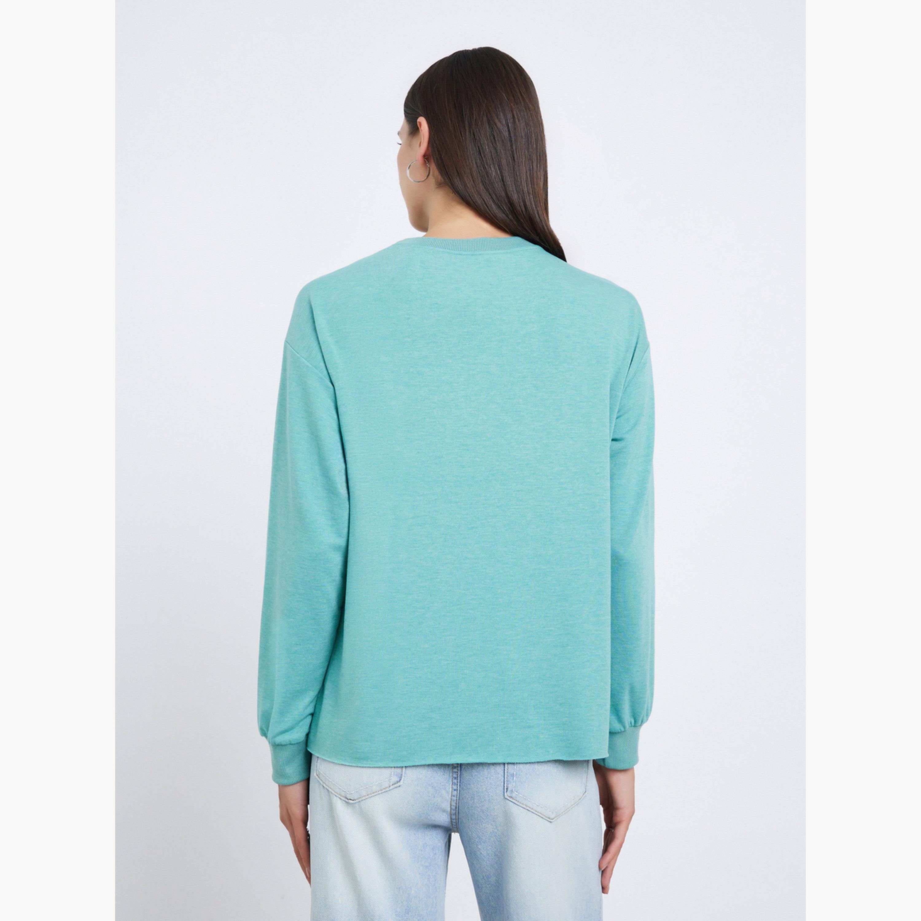 تيك تو - تي شيرت بقصّة عادية وطبعة جرافيكية خضراء للنساء-women-clothing-hoodiesandsweatshirts-sweatshirts-image-3