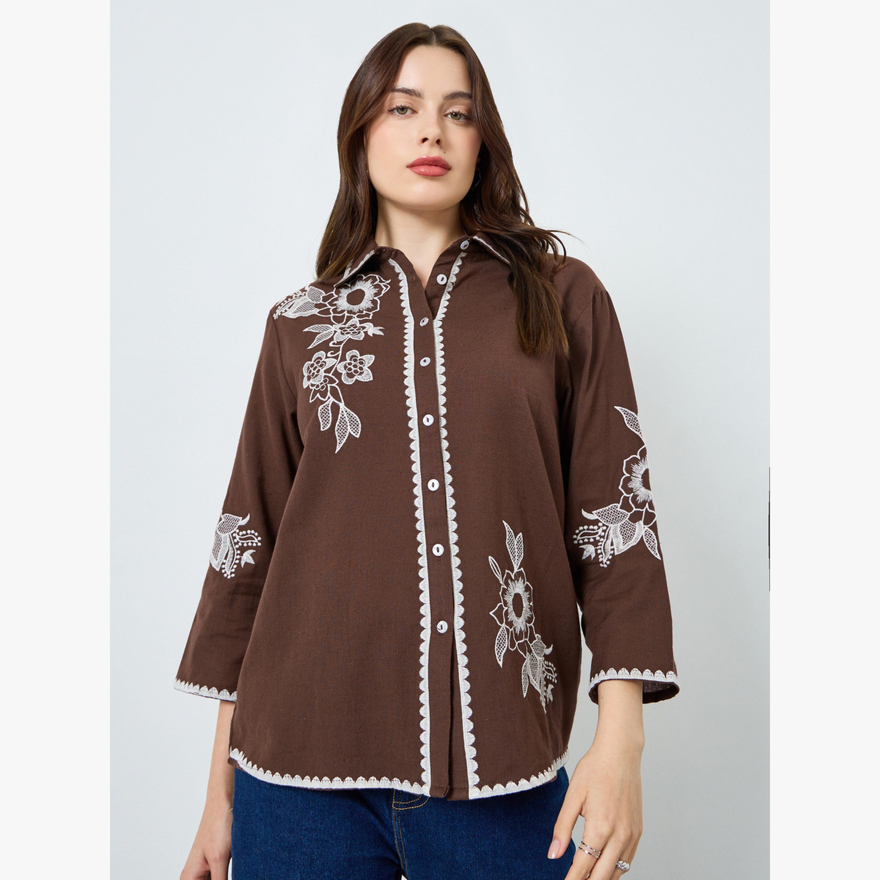 بلوزة بقصة عادية ومطرز-women-clothing-shirtsandblouses-blouses-image-1