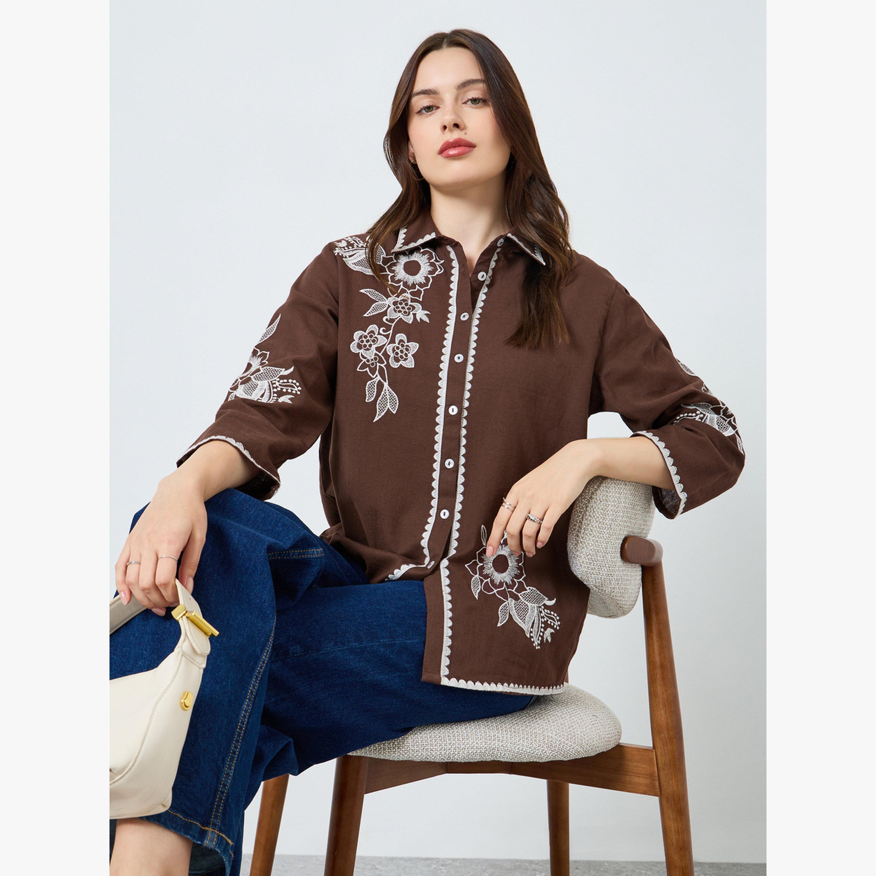 بلوزة بقصة عادية ومطرز-women-clothing-shirtsandblouses-blouses-image-3