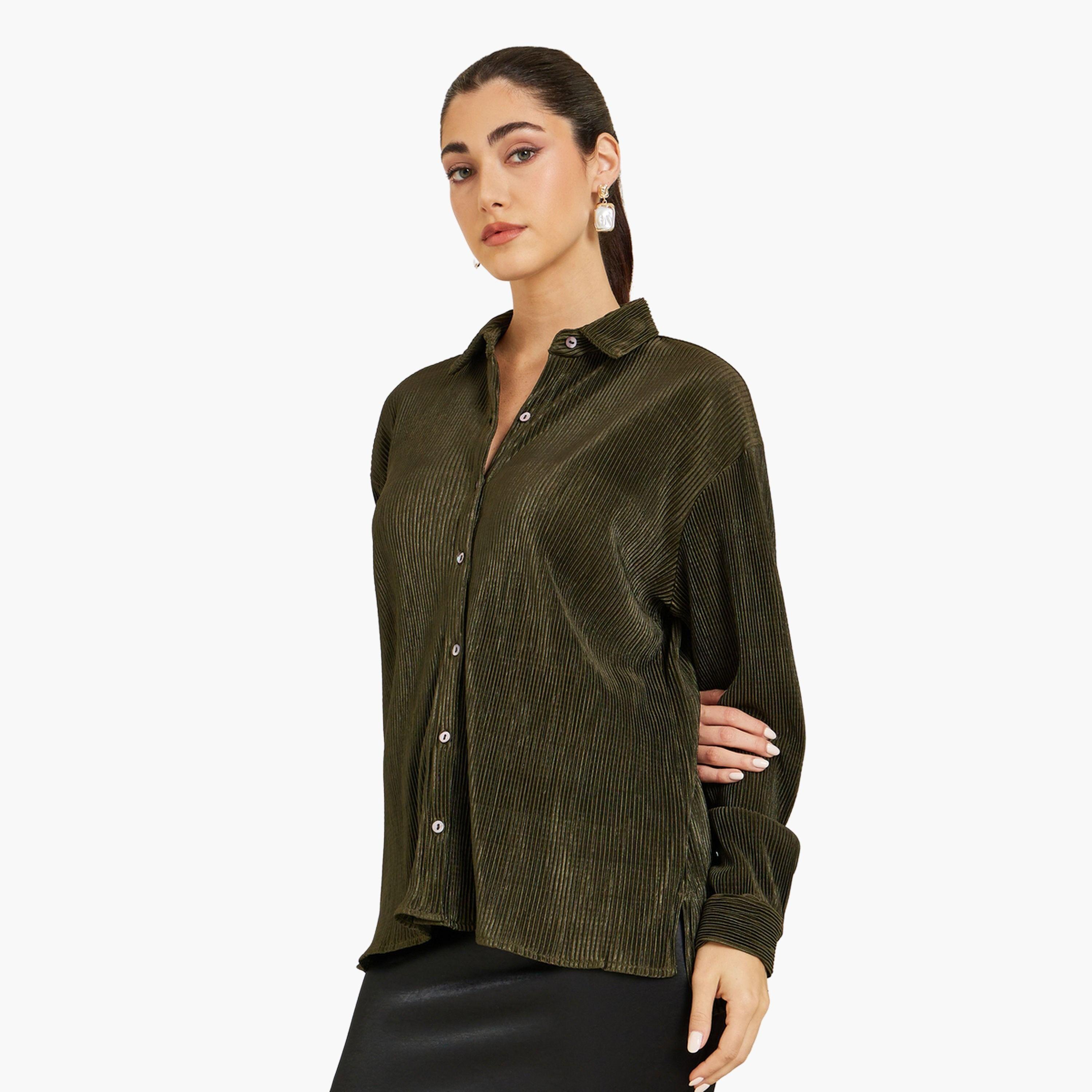 بلوزة بليسيه بأزرار قصة واسعة-women-clothing-shirtsandblouses-shirts-image-1
