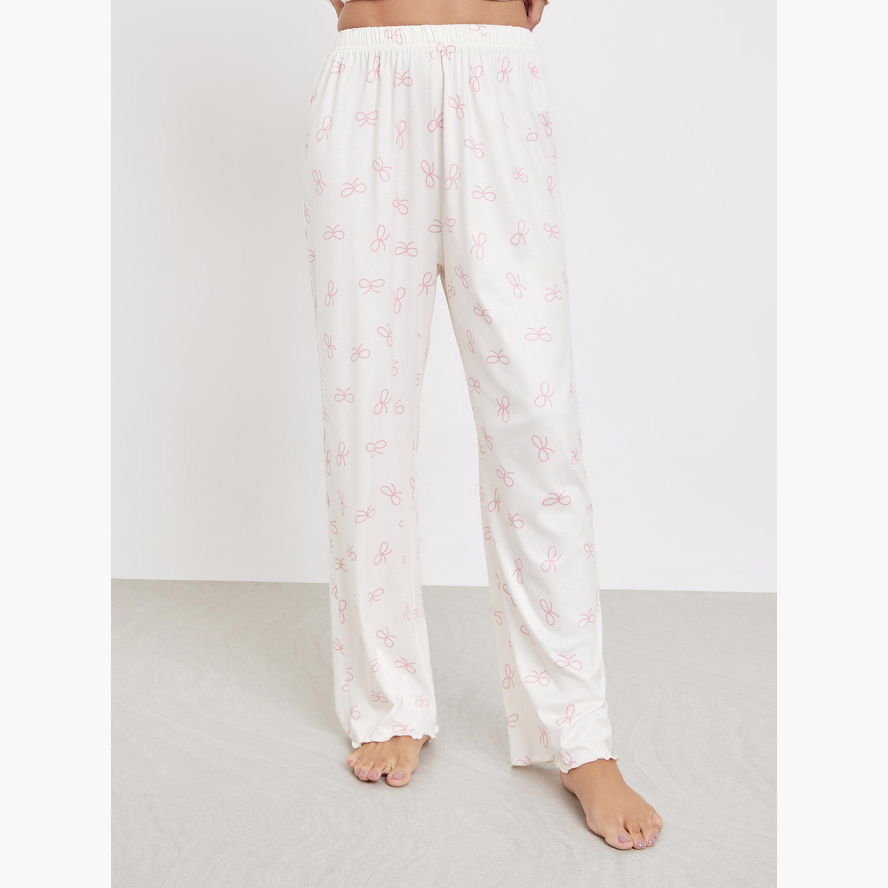 Styli Women Bow Print T-Shirt and Long Pyjama Set-women-clothing-nightwear-pyjamas-longsets-image-4