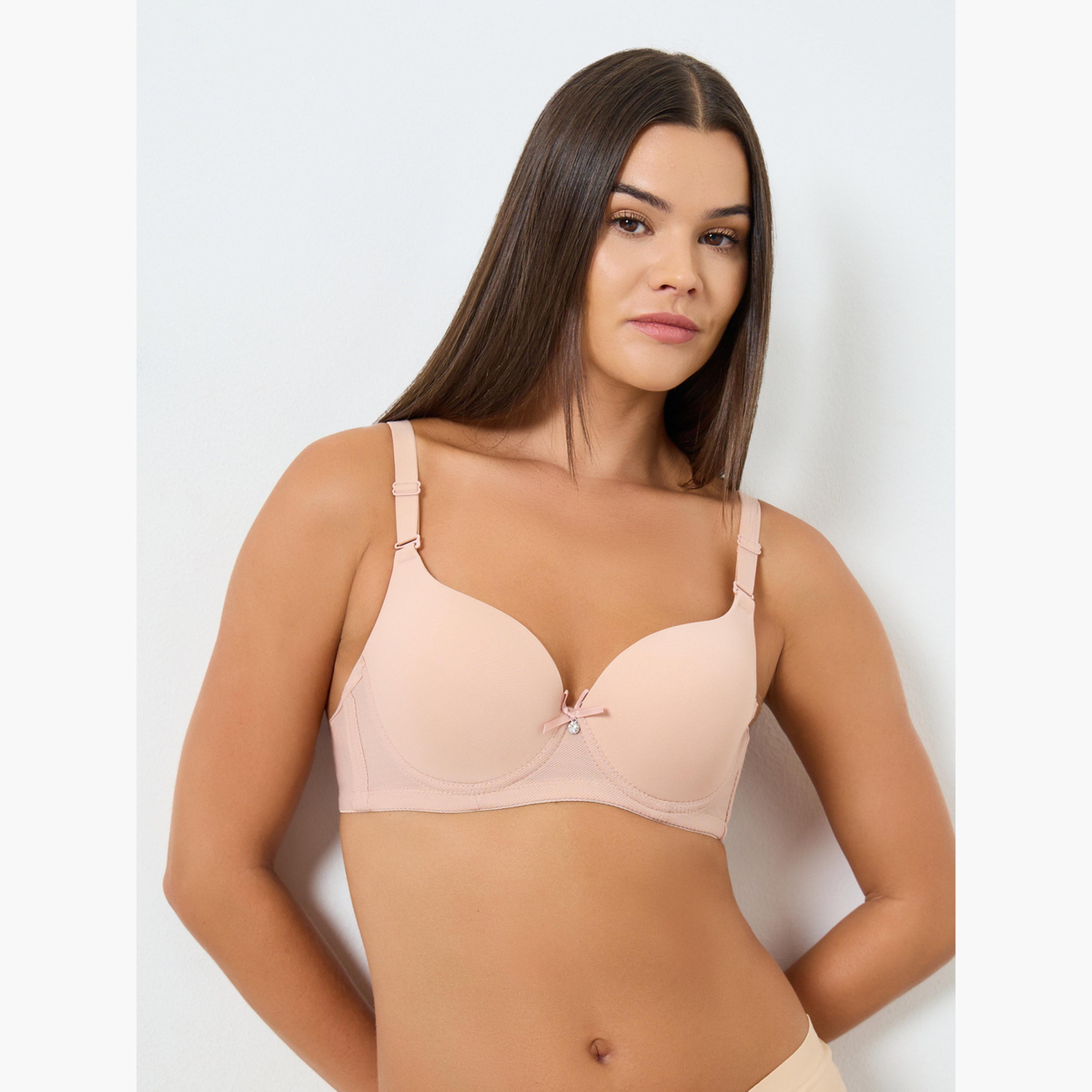 Styli Pack of 2 - Padded Wired Solid Balconette Bra with Metal Trim-women-clothing-lingerie-bras-image-2