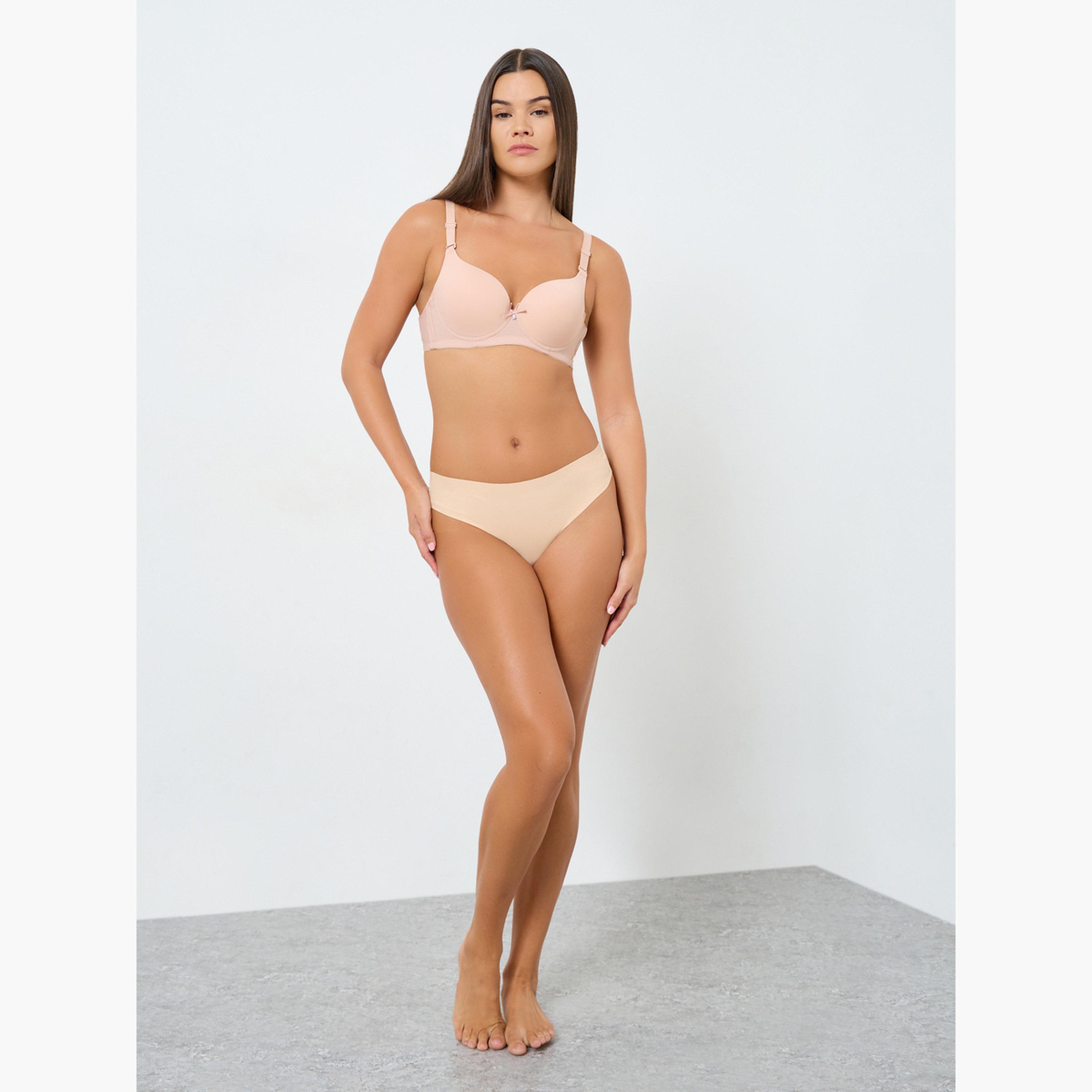 Styli Pack of 2 - Padded Wired Solid Balconette Bra with Metal Trim-women-clothing-lingerie-bras-image-3