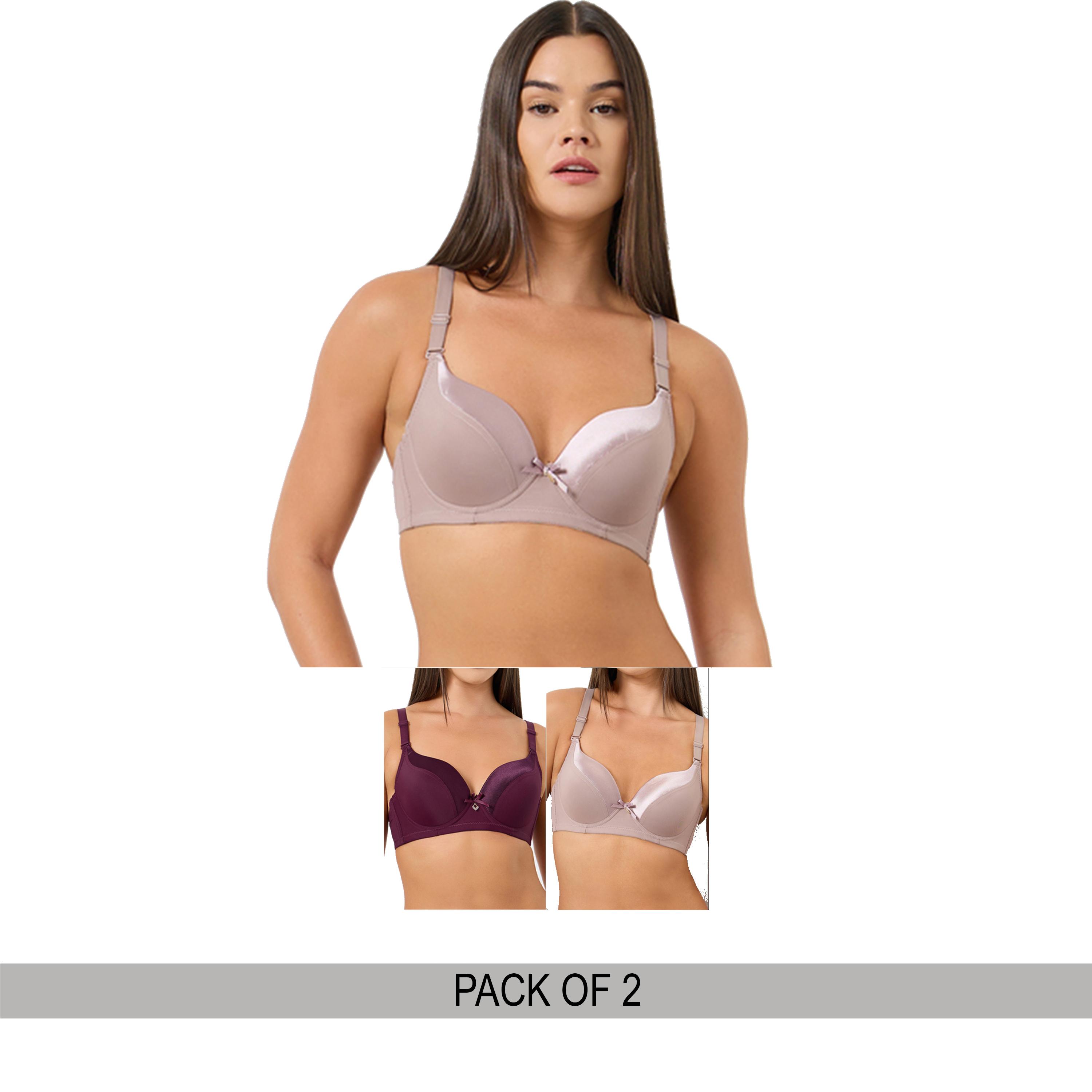 Styli Pack of 2 - Full Cup Padded Wired Bra with Satin Panel-women-clothing-lingerie-bras-image-1