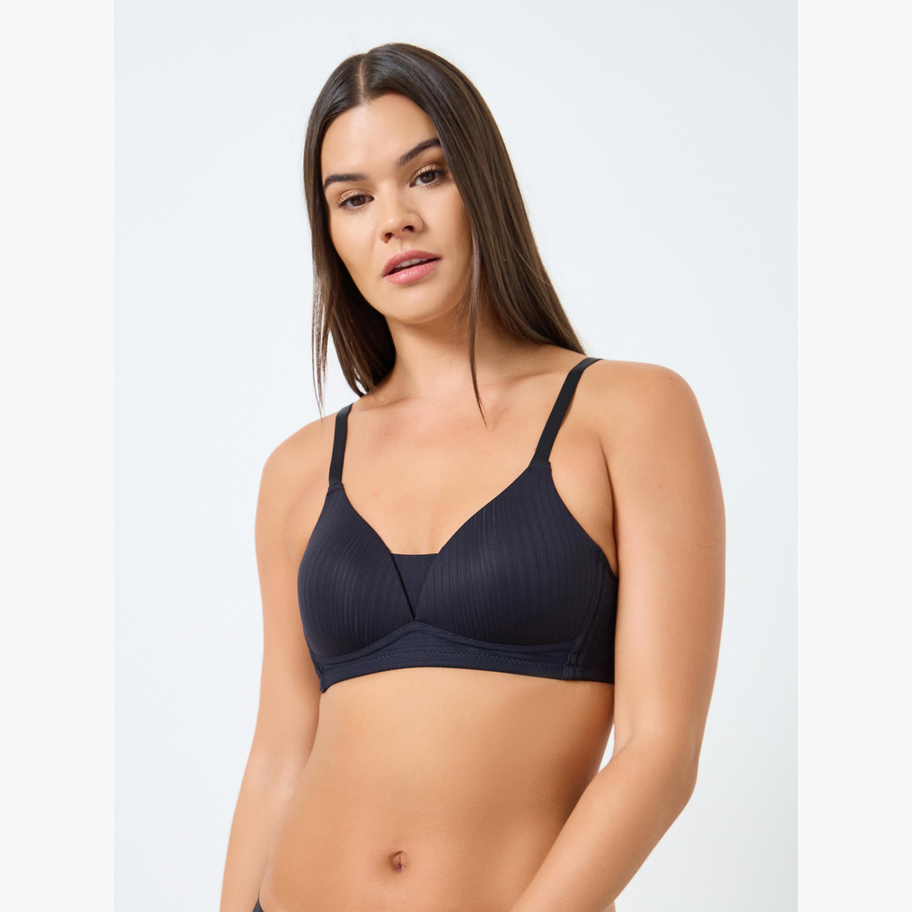 Styli Pack of 3 - Padded Non Wired Ribbed T-Shirt Bra-women-clothing-lingerie-bras-image-2