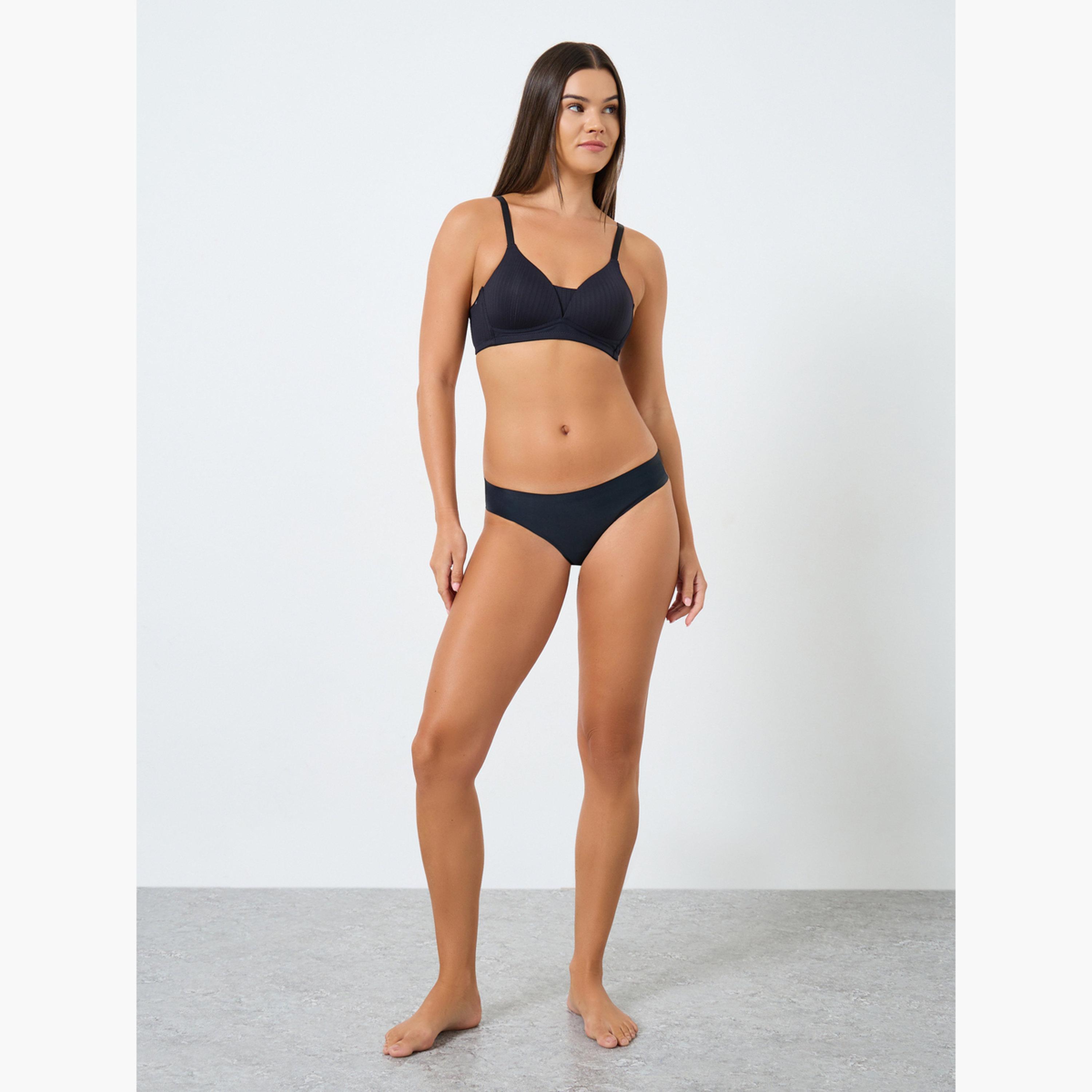 Styli Pack of 3 - Padded Non Wired Ribbed T-Shirt Bra-women-clothing-lingerie-bras-image-3