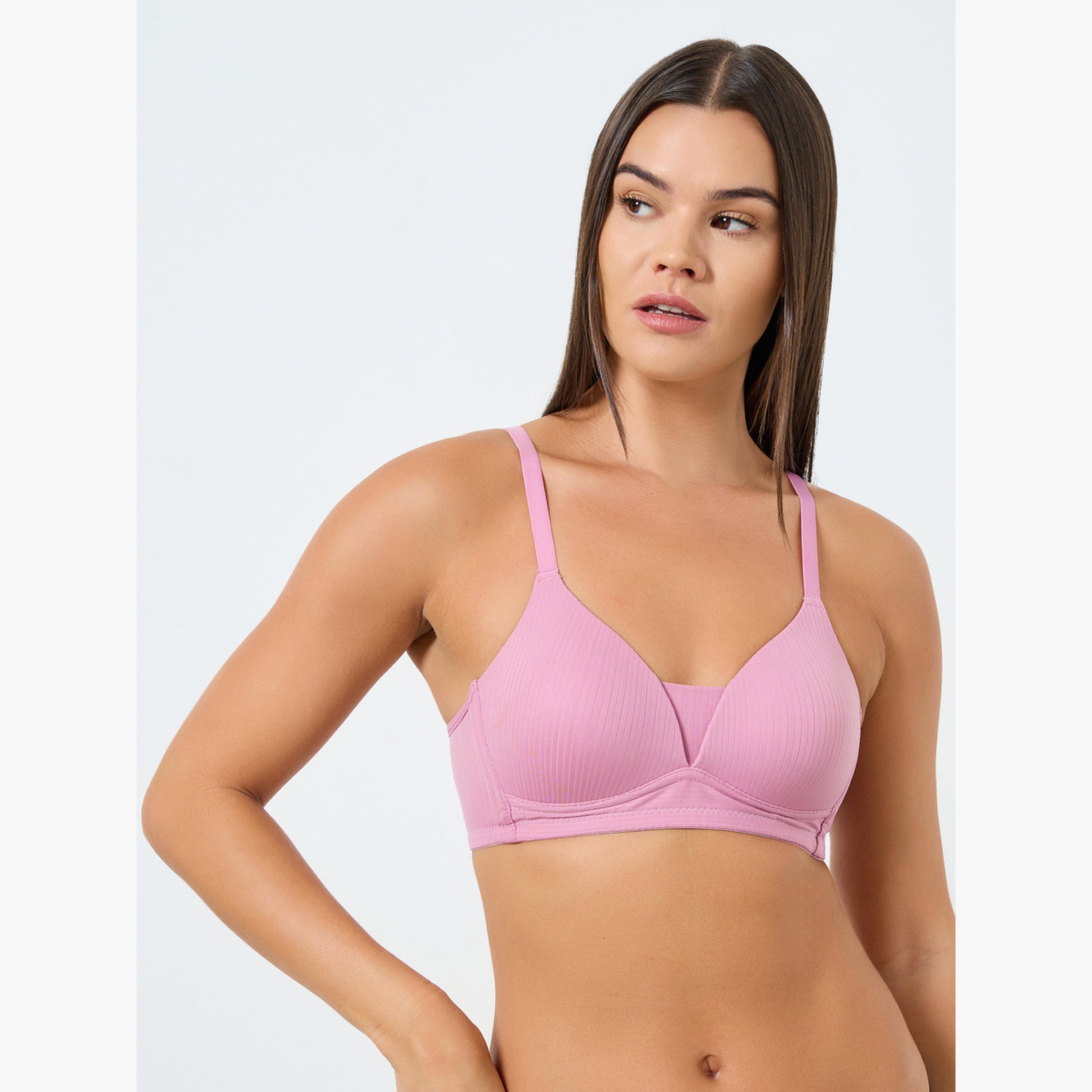 Styli Pack of 3 - Padded Non Wired Ribbed T-Shirt Bra-women-clothing-lingerie-bras-image-5