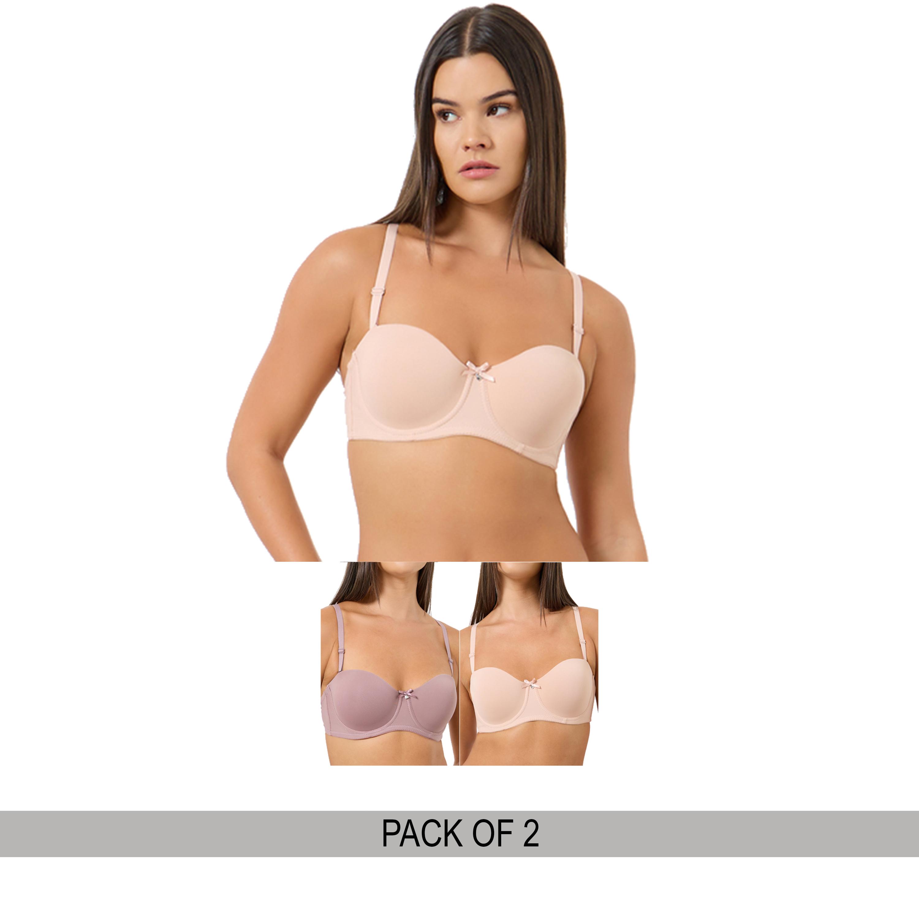 Styli Pack of 2 - Padded Wired Solid Balconette Bra-women-clothing-lingerie-bras-image-1