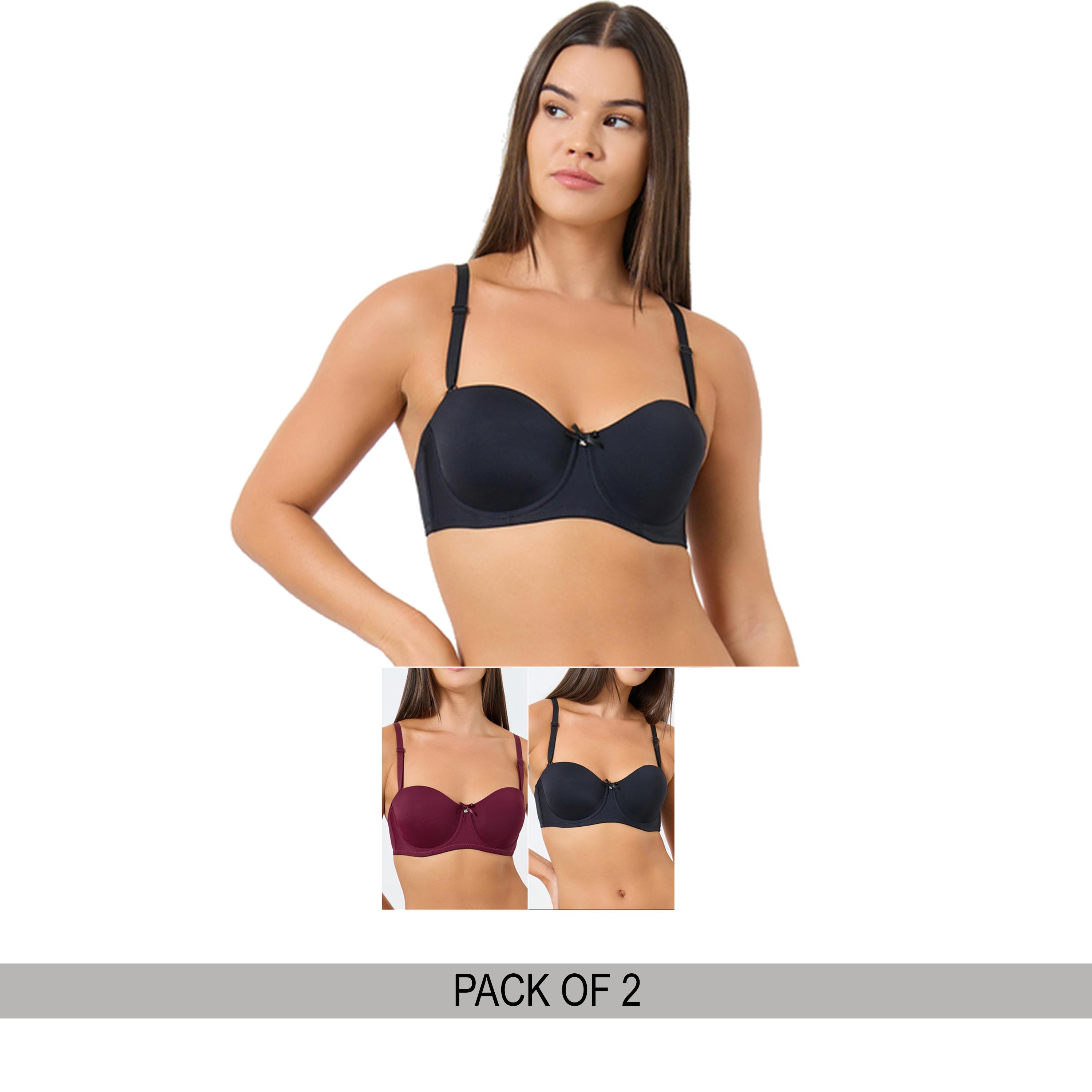 Styli Pack of 2 - Padded Wired Solid Balconette Bra-women-clothing-lingerie-bras-image-1