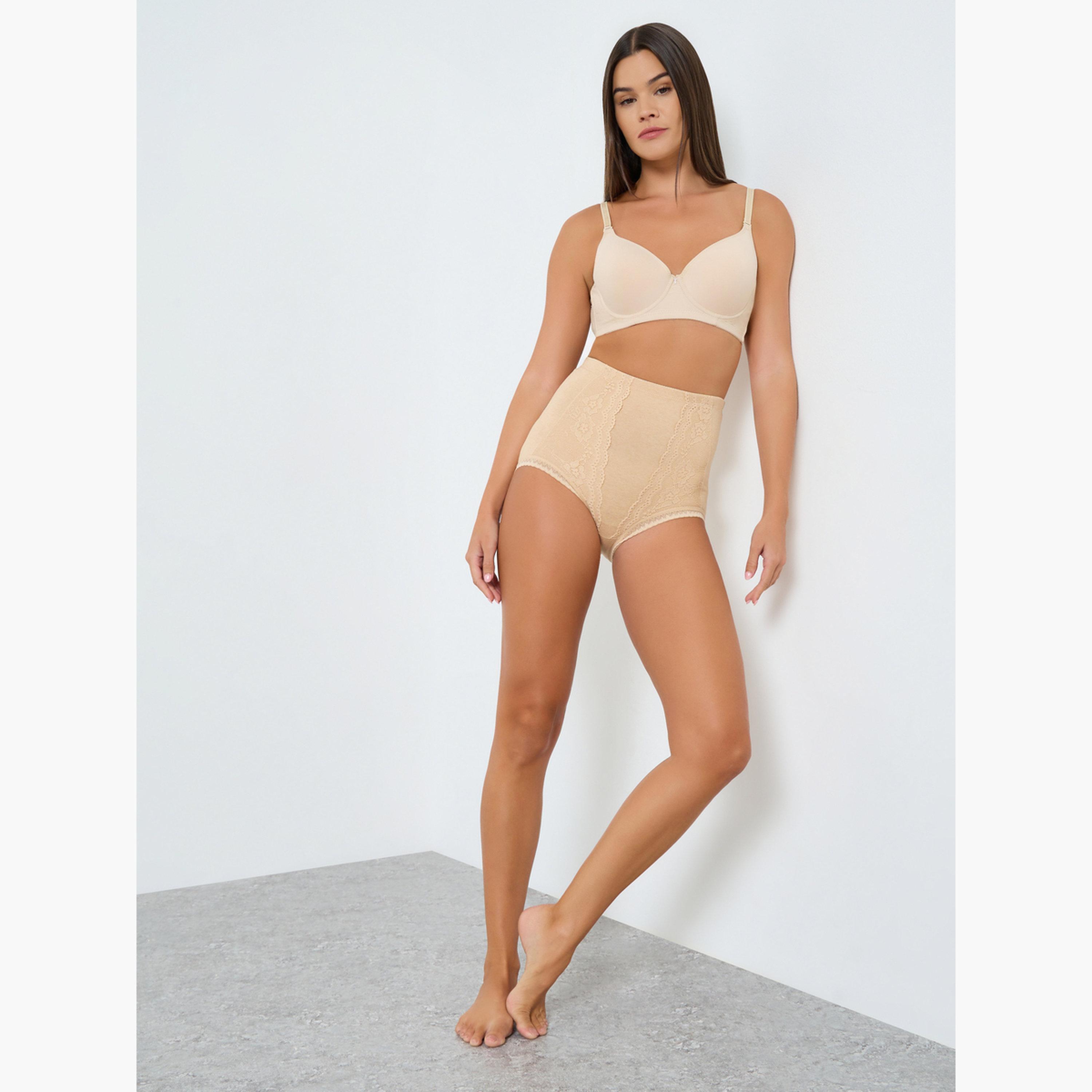 ستايلي - سروال داخلي قطني عالي الخصر - قطعتين-women-clothing-lingerie-shapewear-image-3