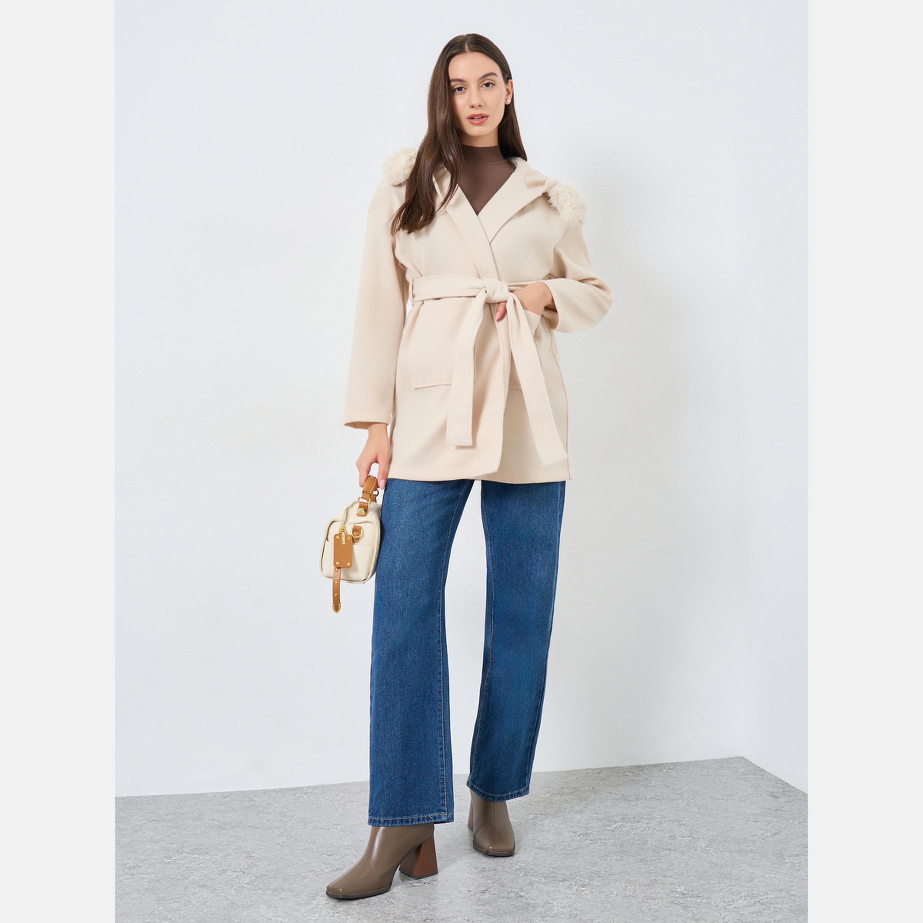 Take Two Solid Hooded Neck Long Sleeves Women's Tie Belt Coat-women-winterwear-cardigansandjumpers-cardigans-image-2