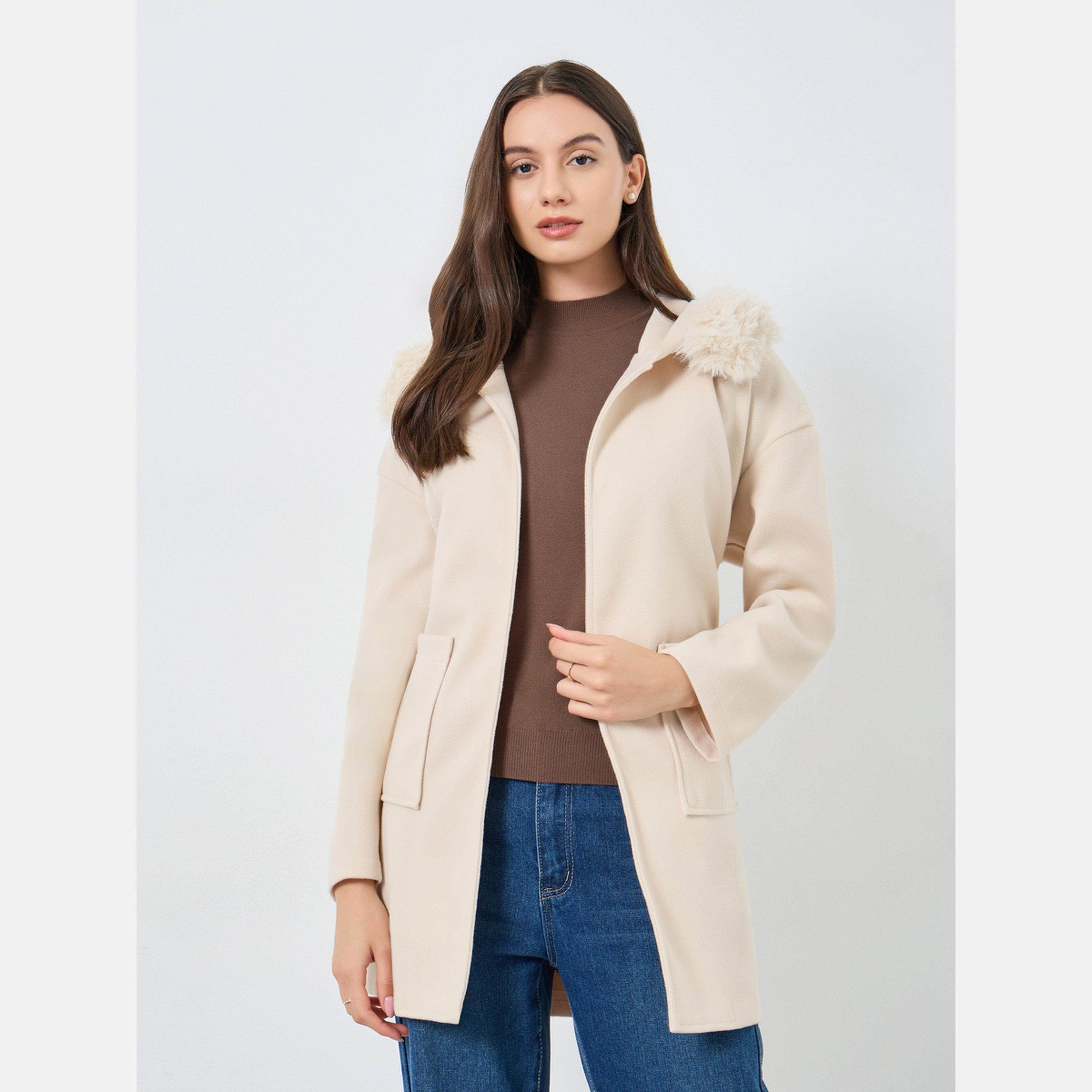 Take Two Solid Hooded Neck Long Sleeves Women's Tie Belt Coat-women-winterwear-cardigansandjumpers-cardigans-image-3