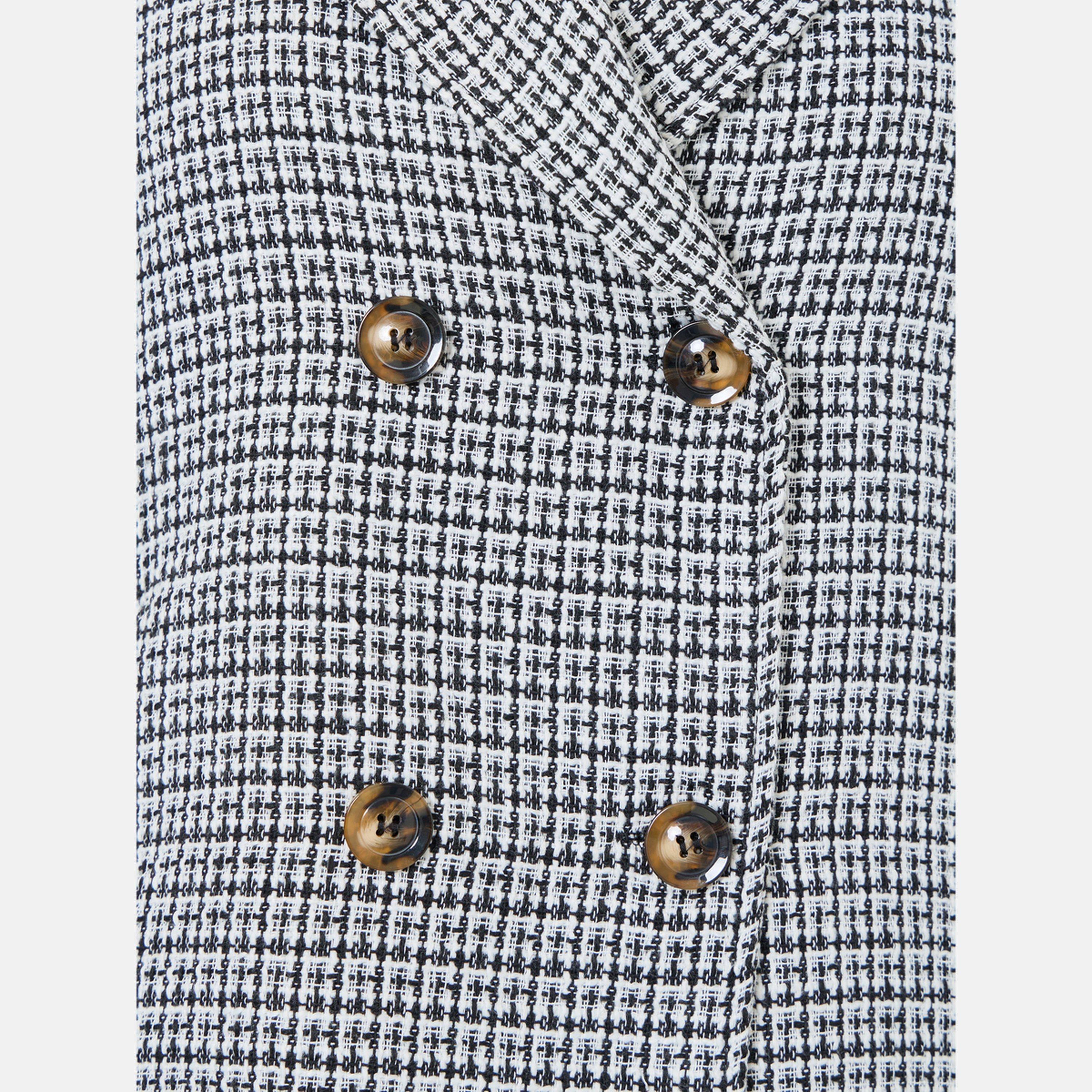 تيك تو - بليزر نسائي صفين أزرار بأكمام طويلة وياقة مطبوعة بنقشة مربعات-women-clothing-coatsandjackets-blazers-image-4