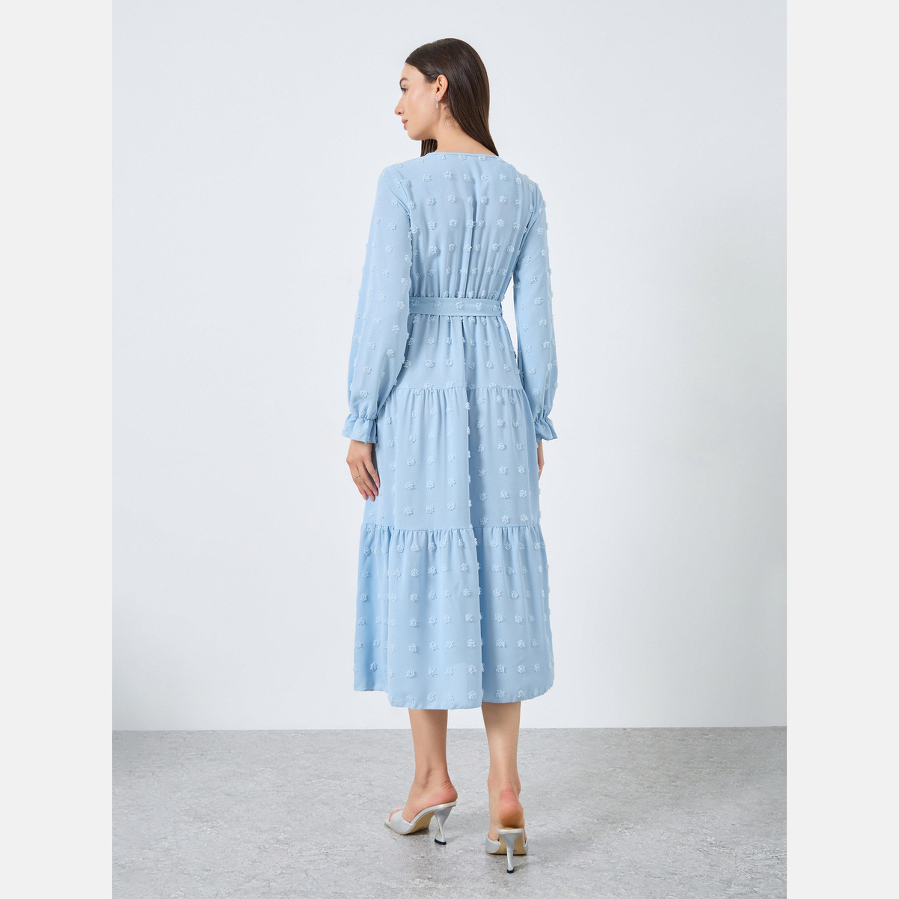 Take Two Blue Swiss Dots Detail Midi Dress-women-clothing-dresses-image-5