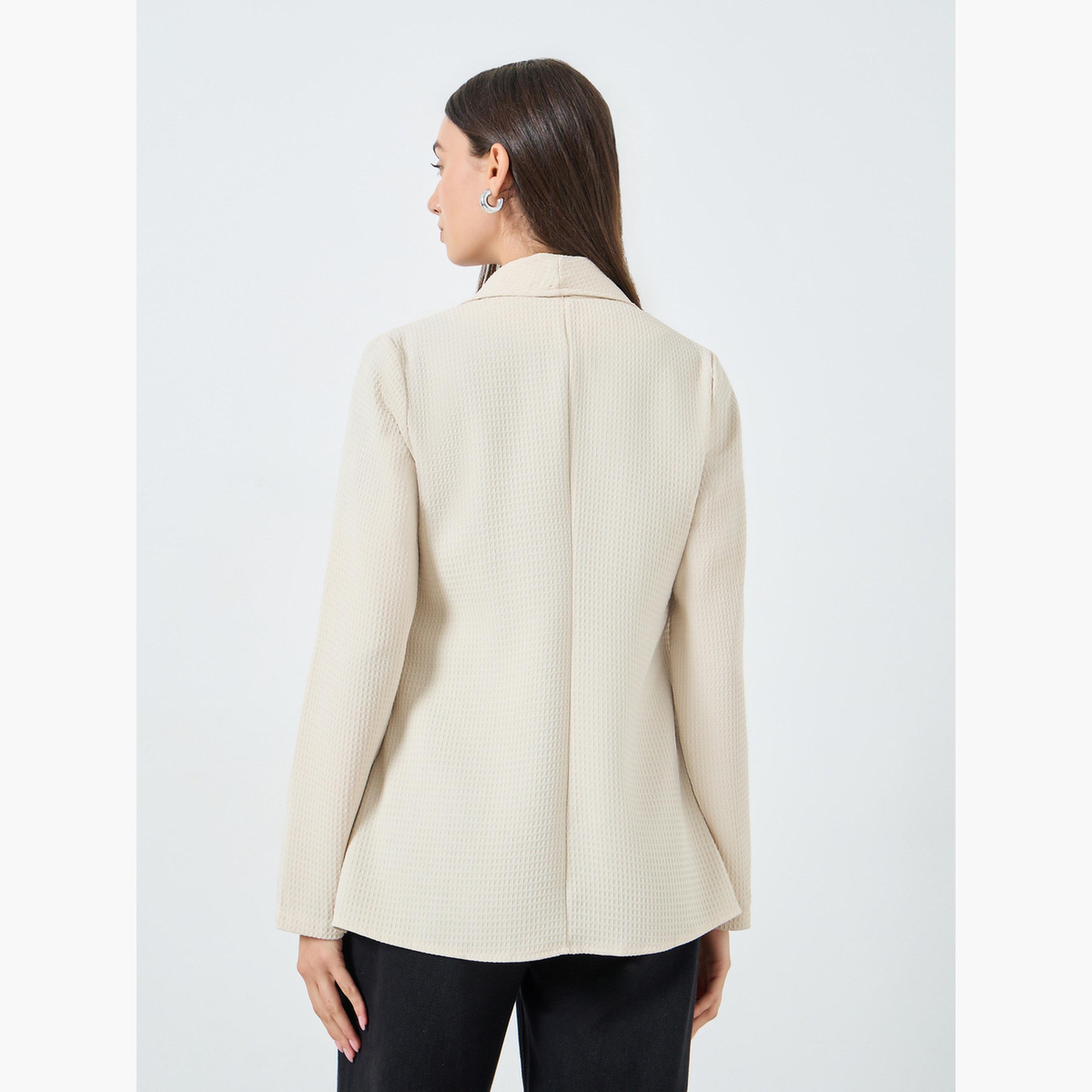 تيك تو - بليزر نسائي مفتوح من الأمام بأكمام طويلة وياقة شال باللون البيج-women-winterwear-cardigansandjumpers-cardigans-image-3