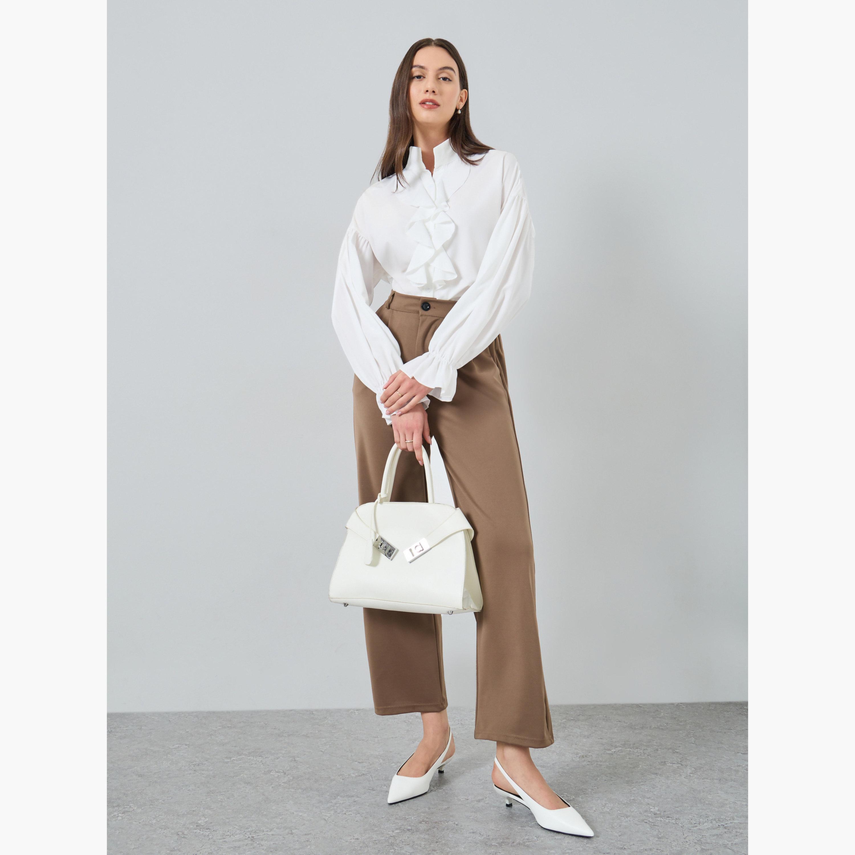 تيك تو - قميص بأكمام طويلة وتفاصيل كشكشة أمامية-women-clothing-shirtsandblouses-shirts-image-2