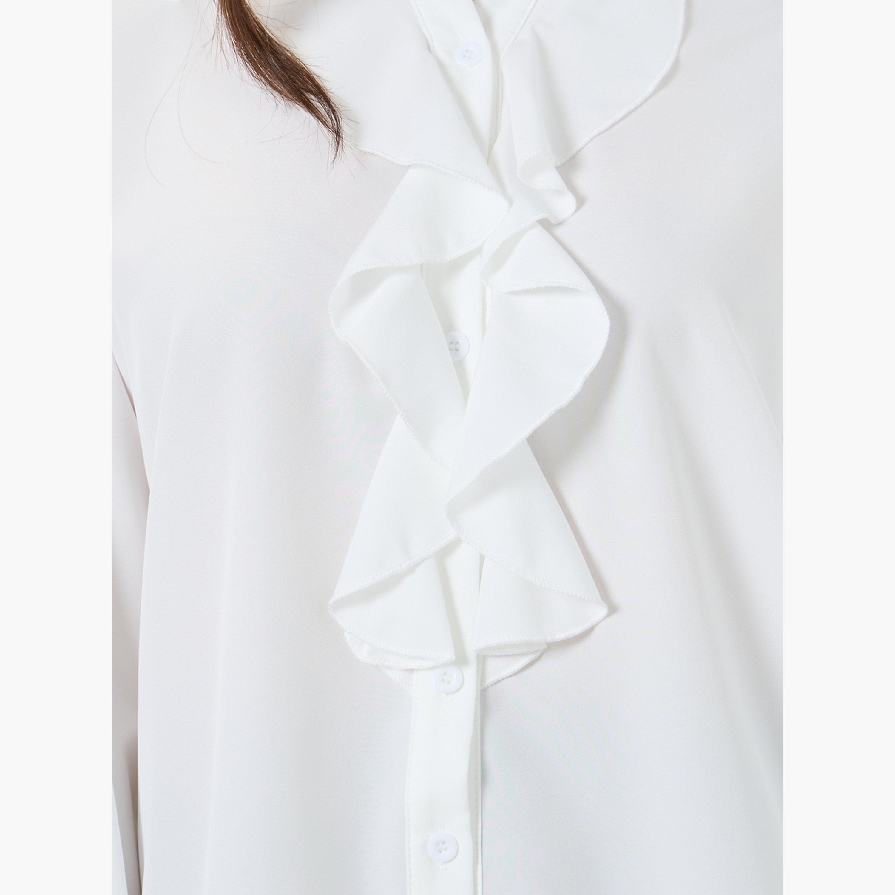 تيك تو - قميص بأكمام طويلة وتفاصيل كشكشة أمامية-women-clothing-shirtsandblouses-shirts-image-5